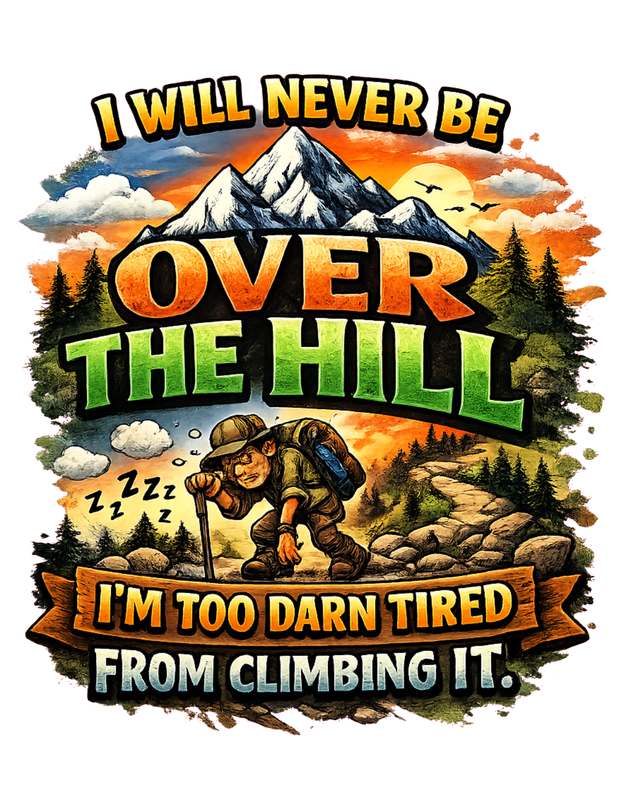 Custom Over the Hill Climbing Graphic Tee