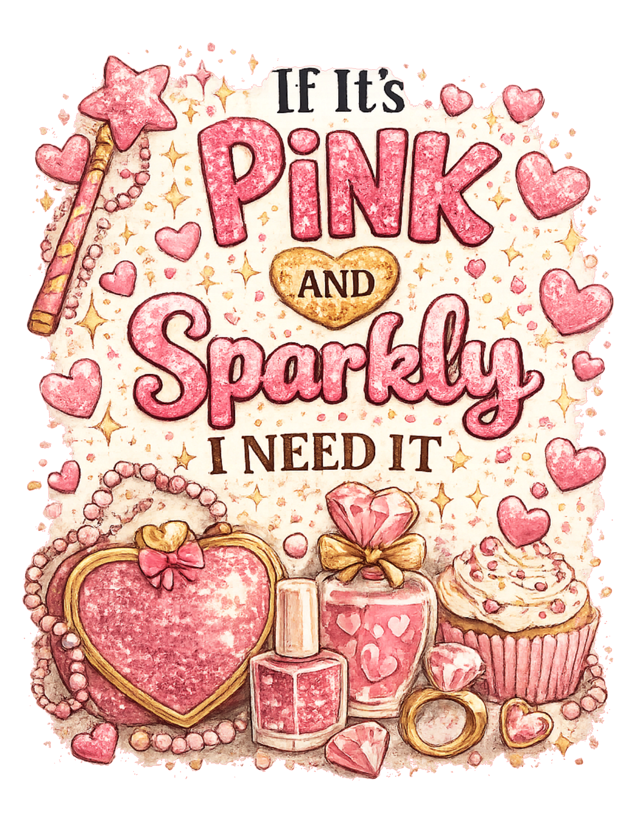 Custom Pink and Sparkly Graphic Tee