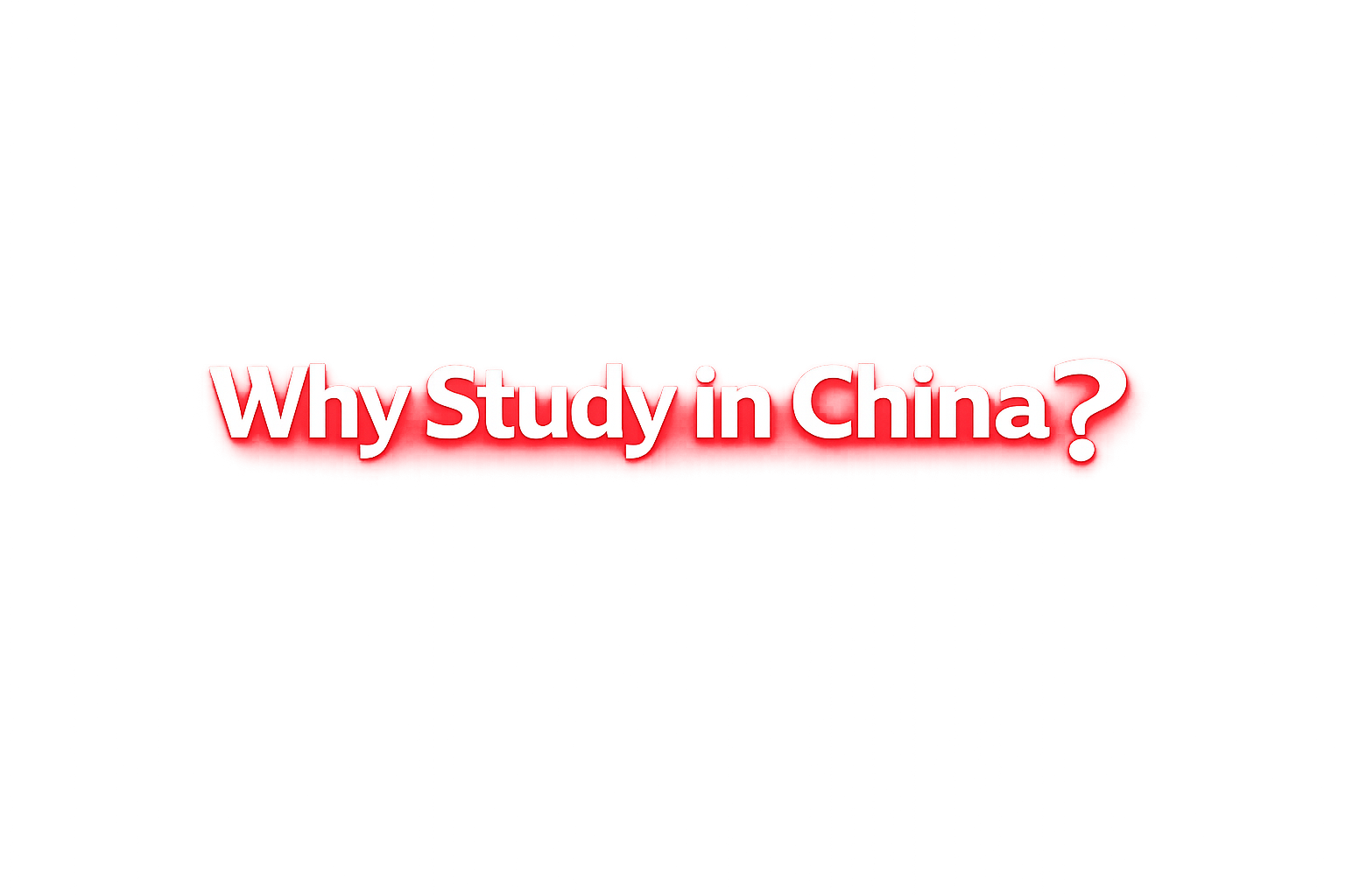 A colorful digital graphic with the text 'Why Study in China?' in bold white letters on a red background, overlaid on a blurred cityscape featuring modern high-rise buildings with vibrant lighting.