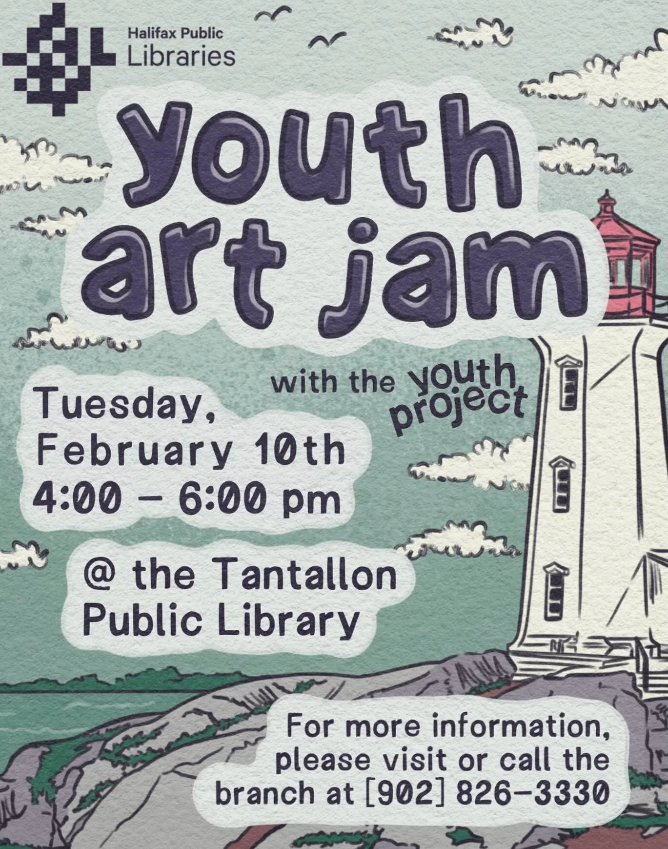 🌟 Join us at the Tantallon Library for another Youth Art Jam on February 10th, from 4:00-6:00 PM! [for 2SLGBTQIA+ youth ages 12+]
🎨 Come get creative and crafty with paints, beads, patch making supplies and more. We can&rsquo;t wait to see you!
🍕P