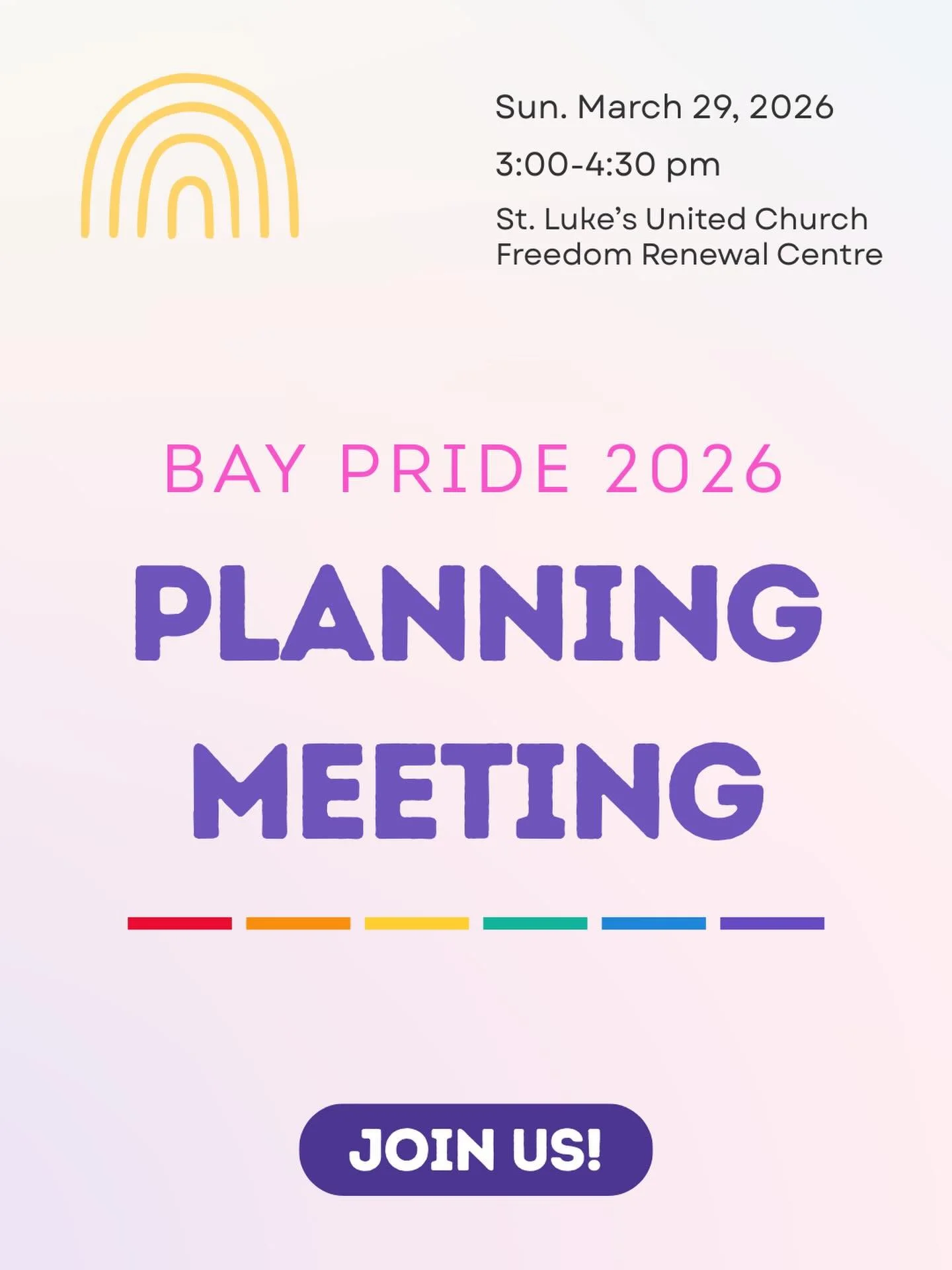 Join our next open meeting to help organize the 2026 Bay Pride festival. We will be discussing potential events, partners, and outreach activities. Snacks will be provided. Anyone interested in getting involved is welcome to join - even if you are ne