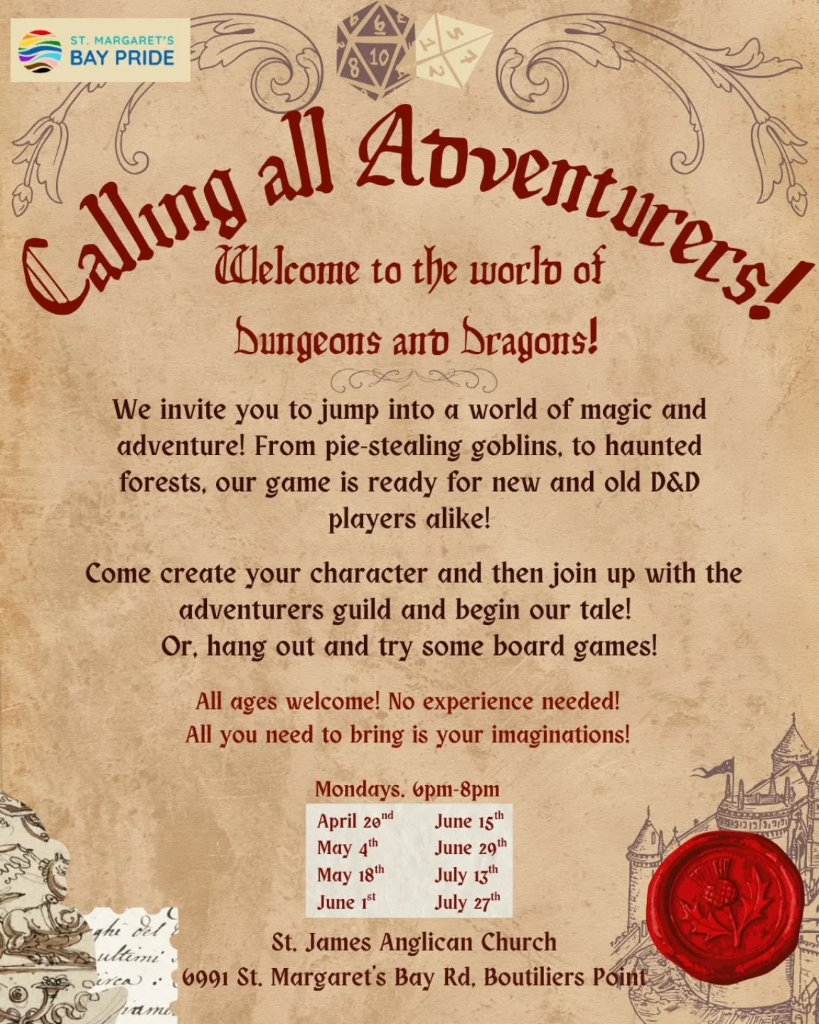 🐲 D&amp;D night in St. Margaret&rsquo;s Bay! ⚔️
.
.
Come play Dungeons and Dragons with us, or if you prefer to leave the adventuring to your friends, try out some nerdy board games kindly donated to us by  Dicefell Tournaments!
.
Whether you&rsquo;