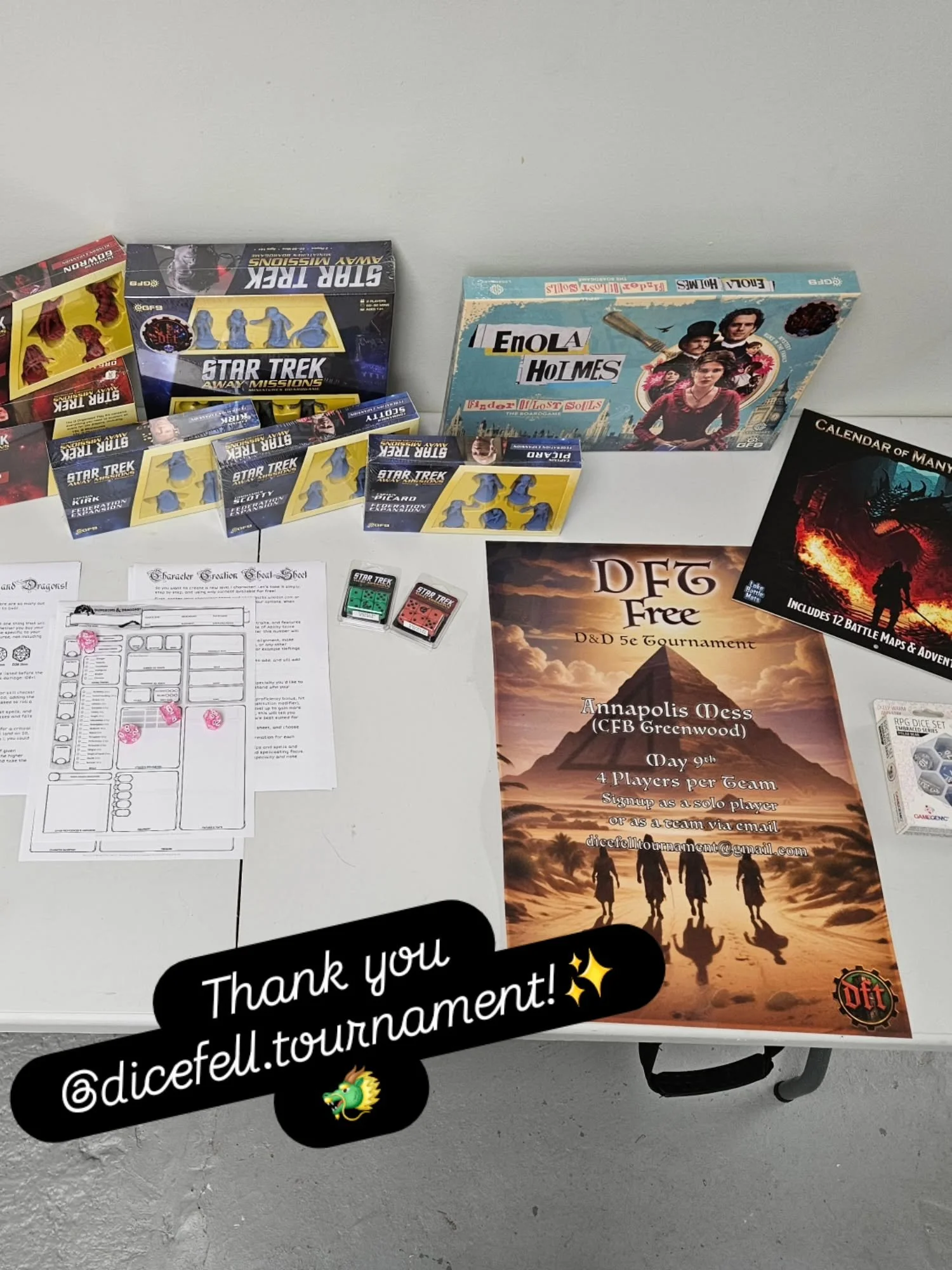 Thank you everyone who came out to our first Dungeons and Dragons/Nerdy Game Night!🐲⚔️
.
With our first party gathered and our adventure beginning on May 4th, we want to thank @dicefell.tournament for donating Star Trek: Away Missions and all it's e