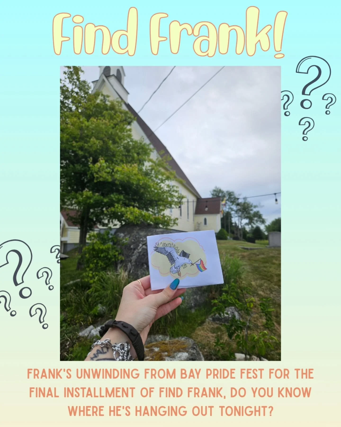 After an exciting pride month in St. Margaret&rsquo;s Bay, Frank is taking a much needed break with this final Find Frank installment!

Do you recognize this iconic spot? Come play some games with him and relax for the evening!✨️