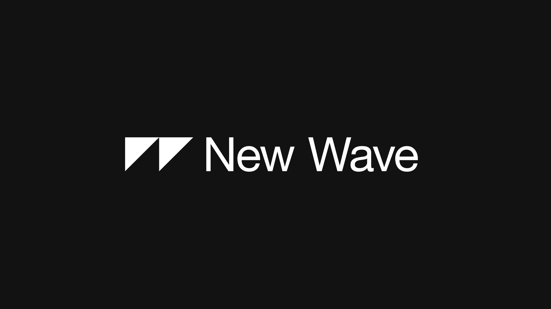 Black background with white text and logo reading 'New Wave' with a stylized 'N' and 'W' icon.