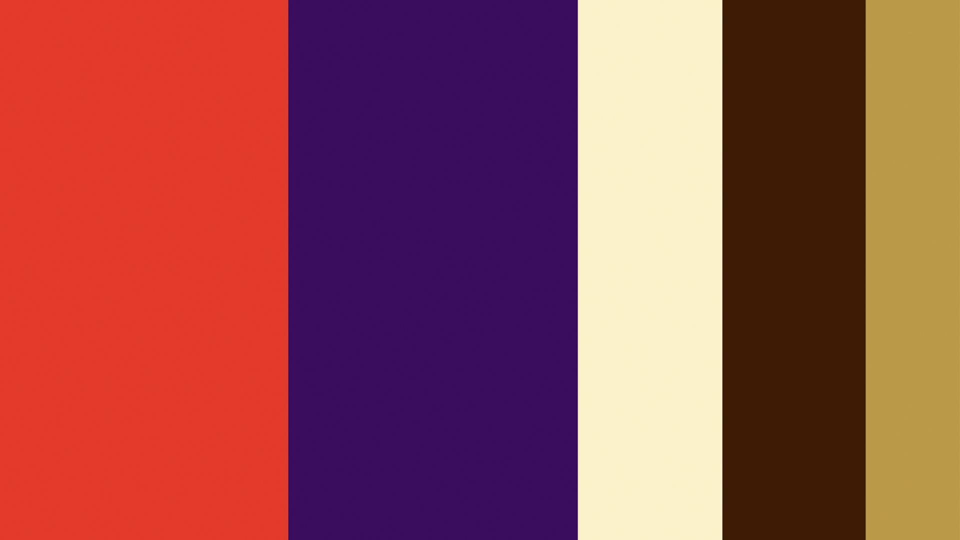 Colorful vertical stripes in red, purple, light yellow, dark brown, and olive green