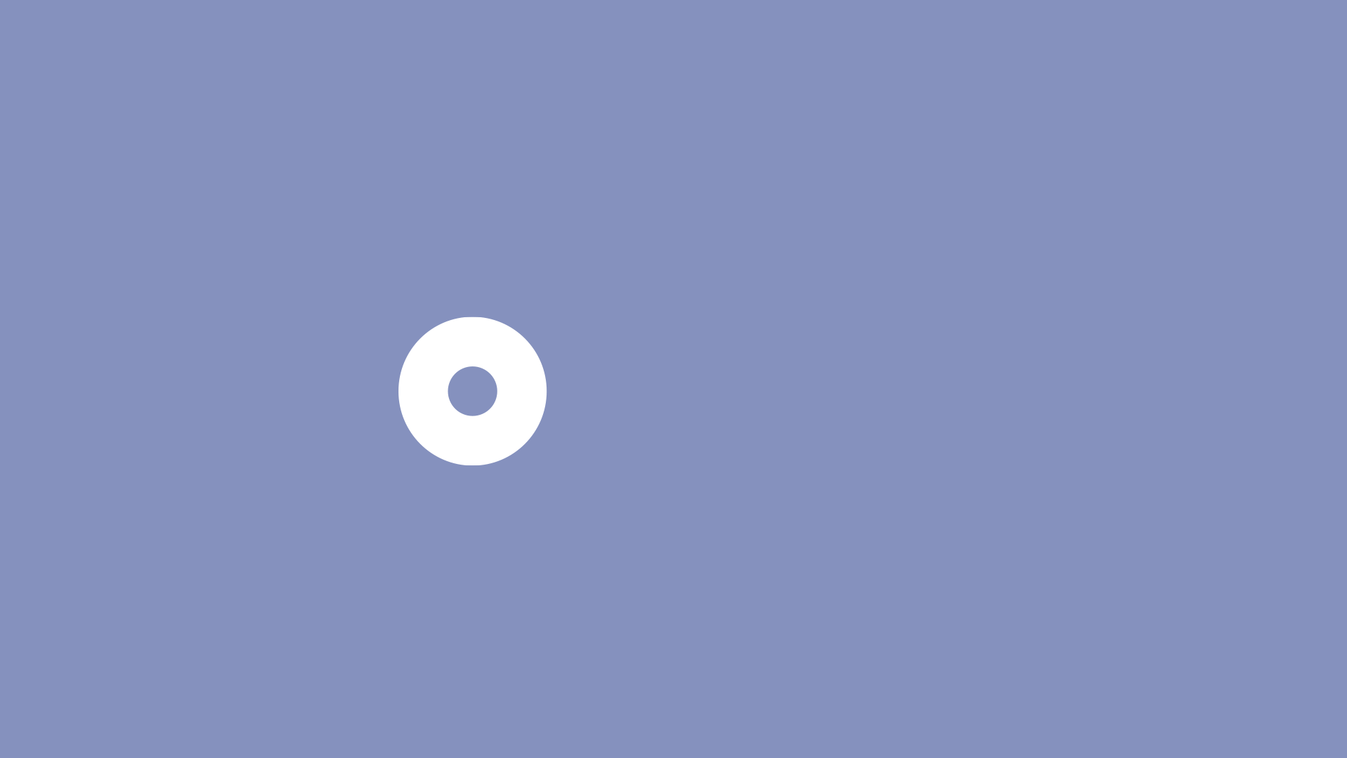 A blue background with a white circle and a smaller circle inside it.