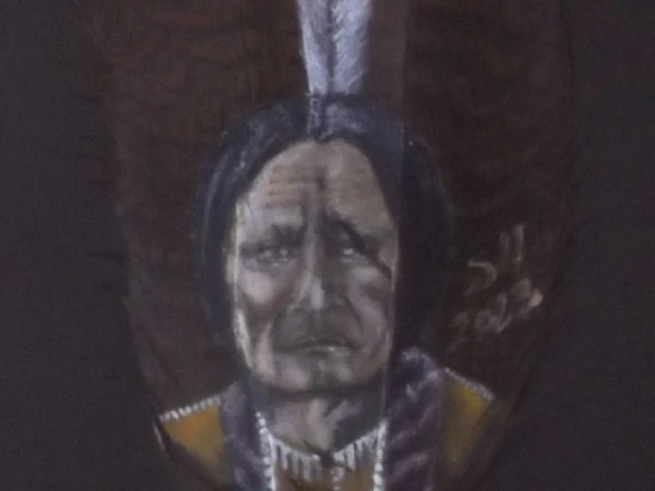 Turkey Feather Sitting Bull Framed Painting