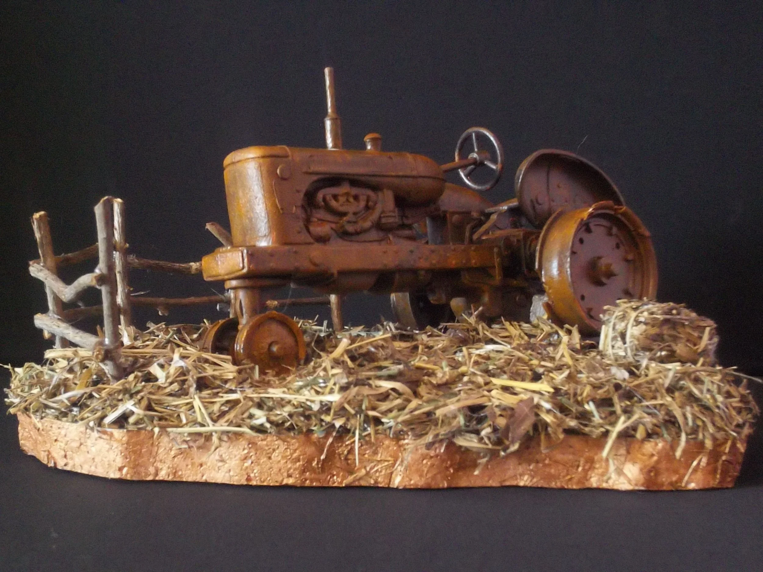 Custom Rust Painted 1/16 scale ERTL Allis Chalmers WD Tractor Display