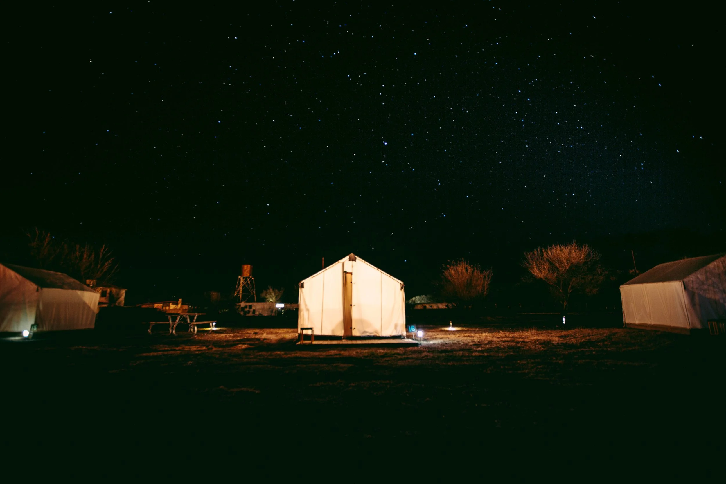 Tent at El Cosmico in Night
