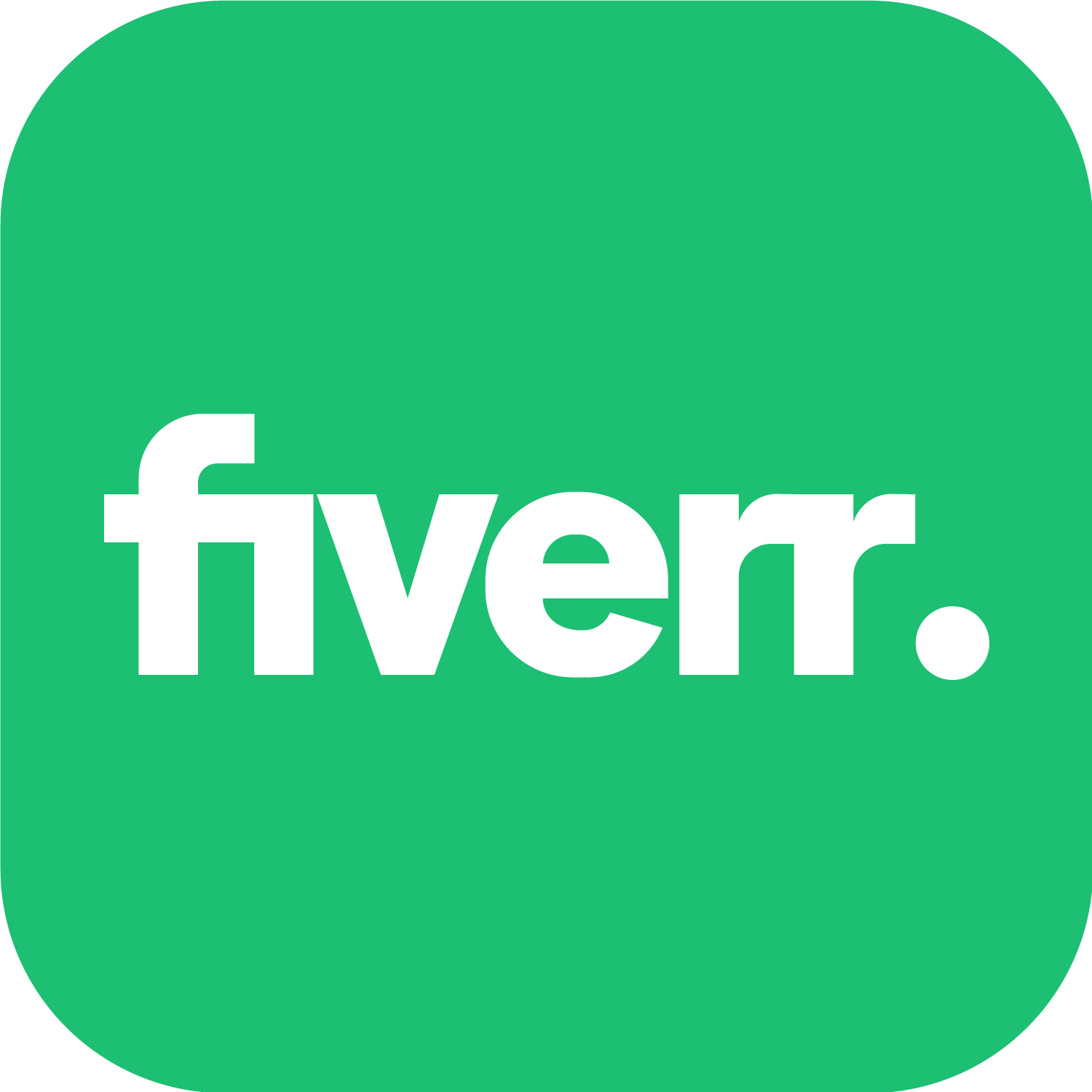 White Fiverr logo on a green rounded-square background
