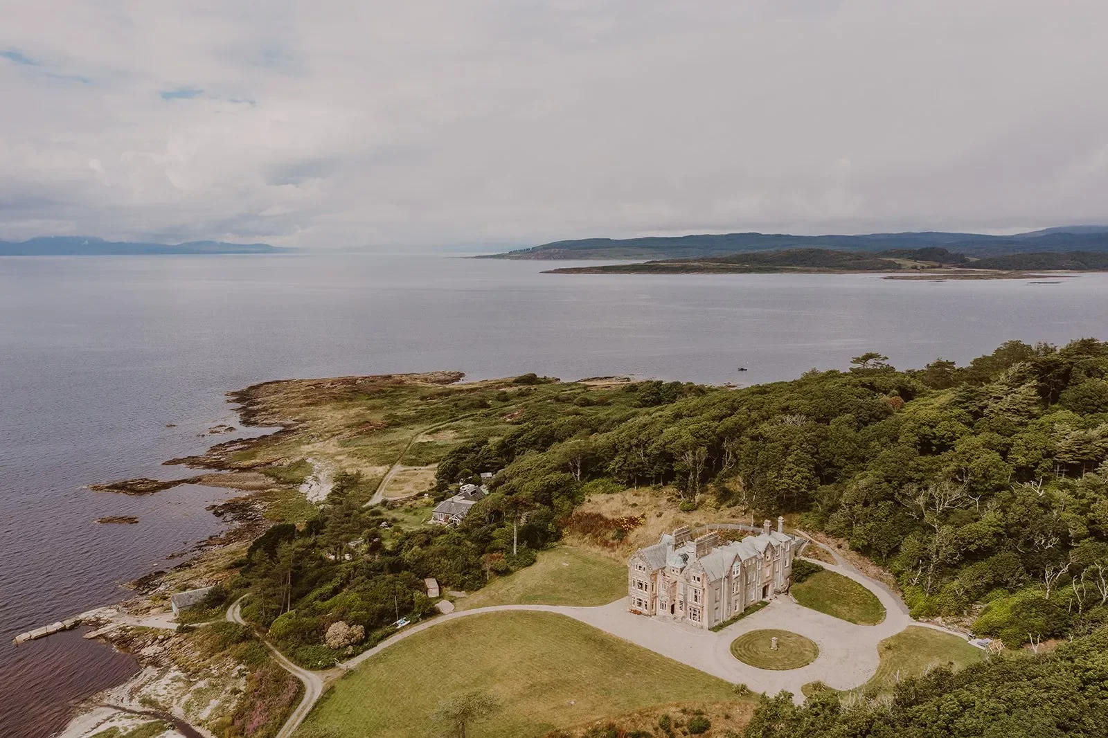 Ronachan House - not every property needs to be a castle to be important or lovely. B-listed with views west to Islay, Jura and Gigha this lovely Victorian building is set in 10 coastal acres.