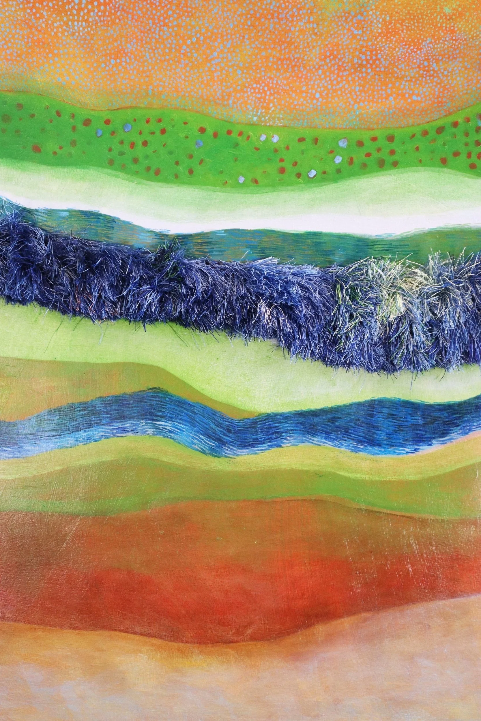 Colorado River Restoration (1) / detail / oil paint + thread / (1) 60” x 37.5”