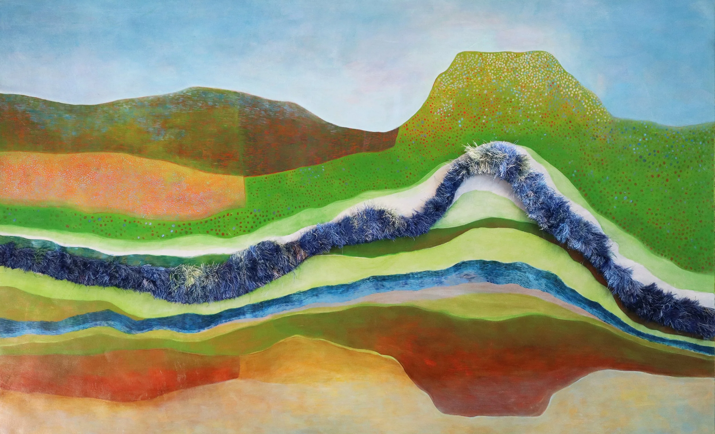 Colorado River Restoration (1) / oil paint + thread / (1) 60” x 37.5”