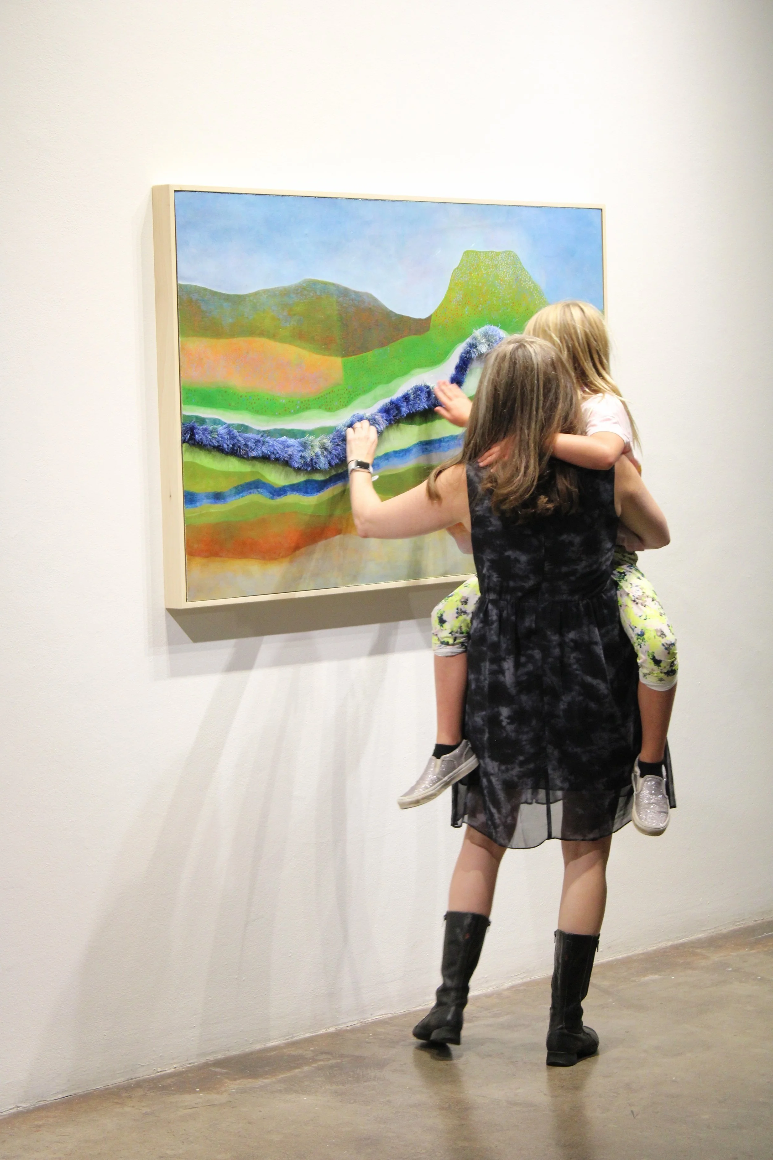 Colorado River Restoration 1. Viewer feeling the thread, which made up the Colorado River in the painting.