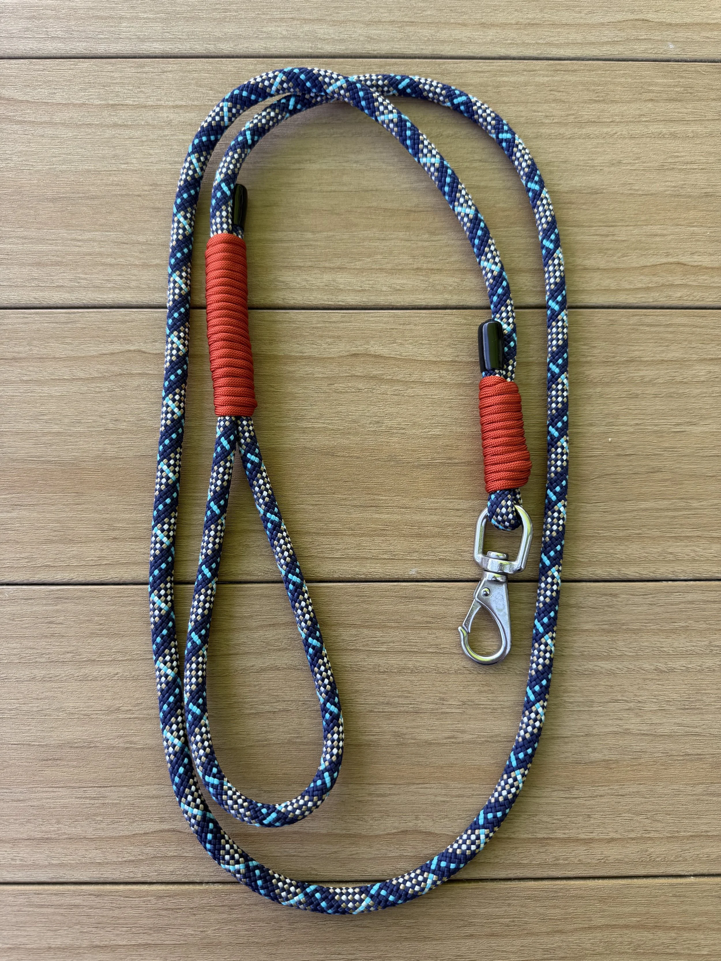 Long Snap Leash, Tartan Blue & Orange