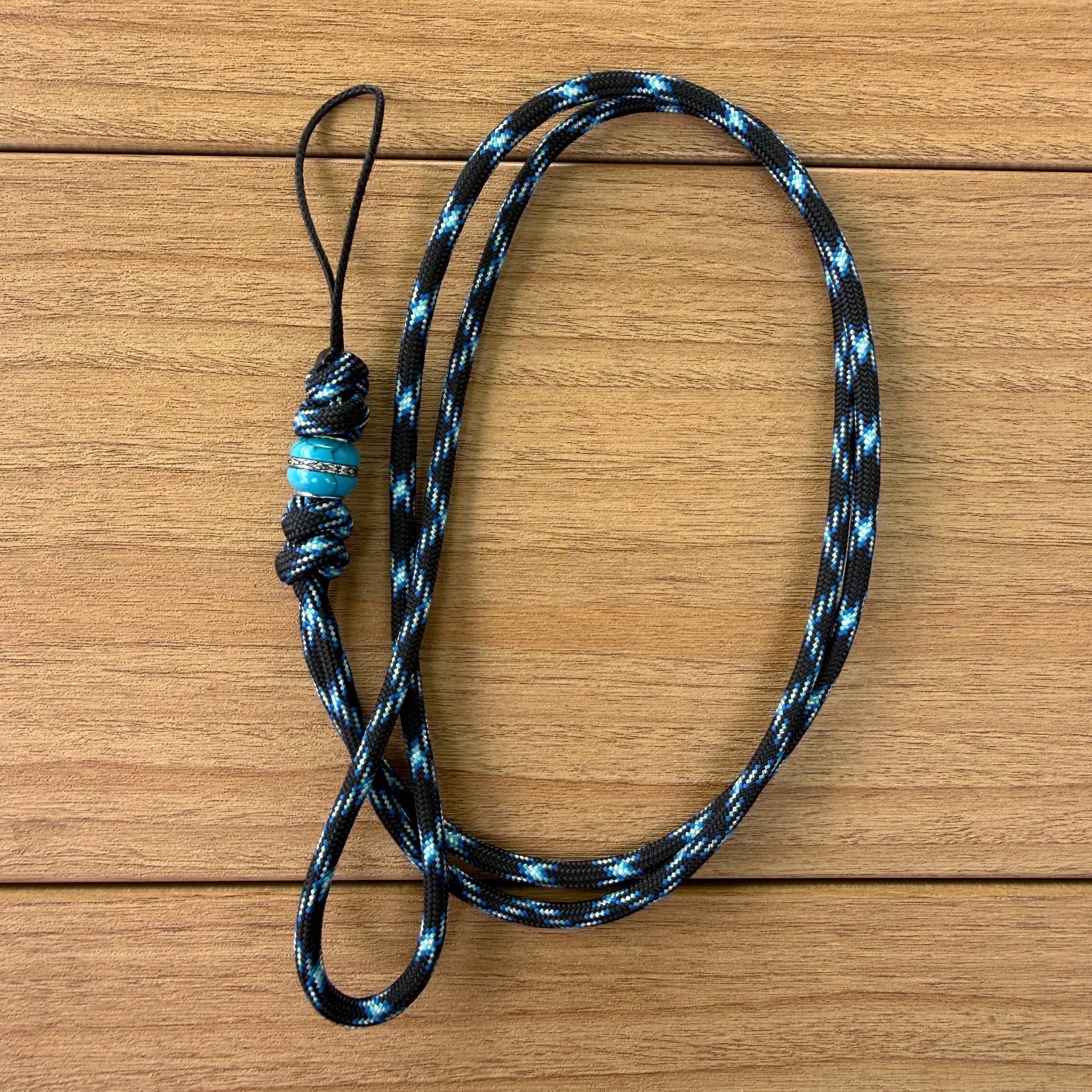 Paracord Lanyard - Silver with Blue Stone Charm