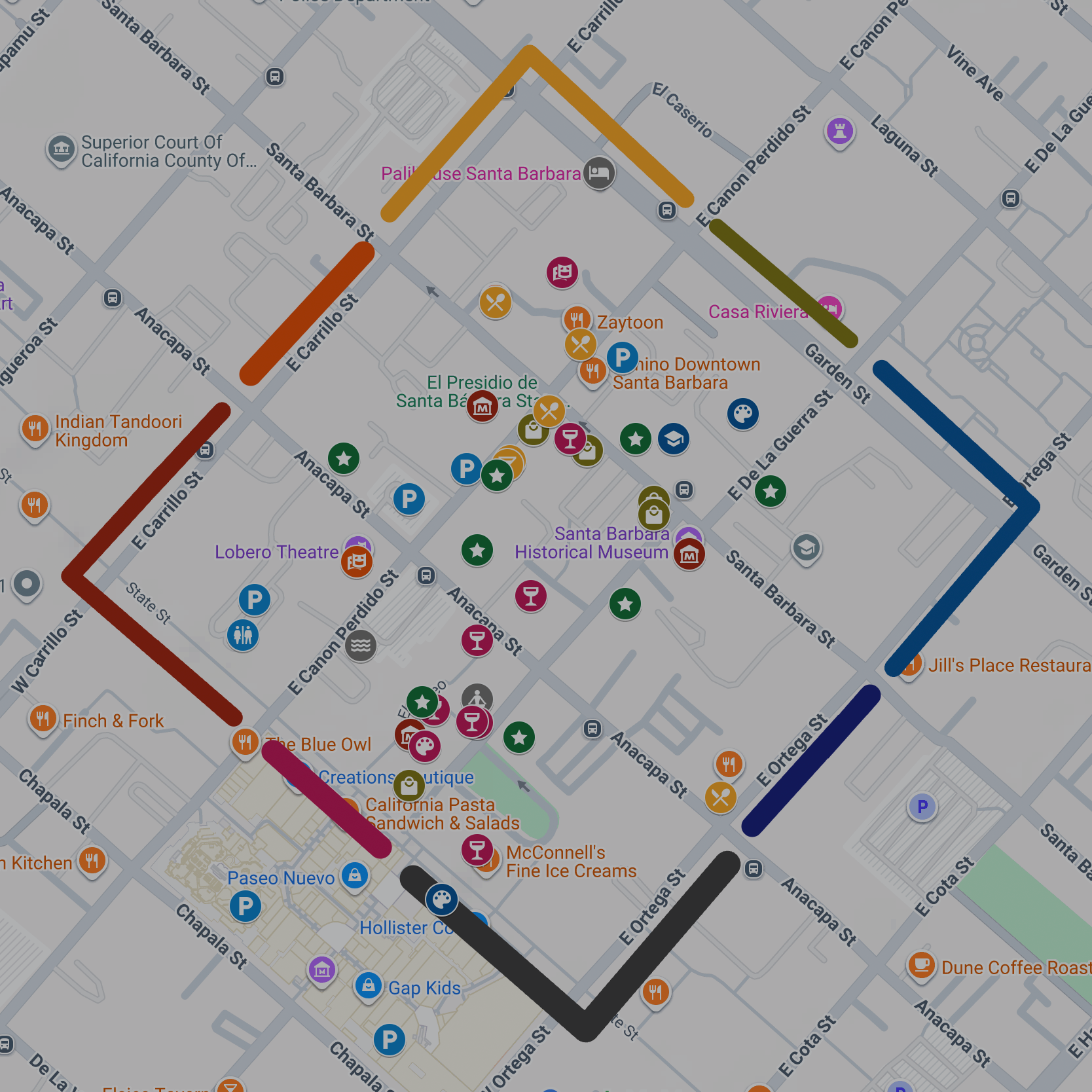 Snapshot of Google Map of The Presidio Neighborhood