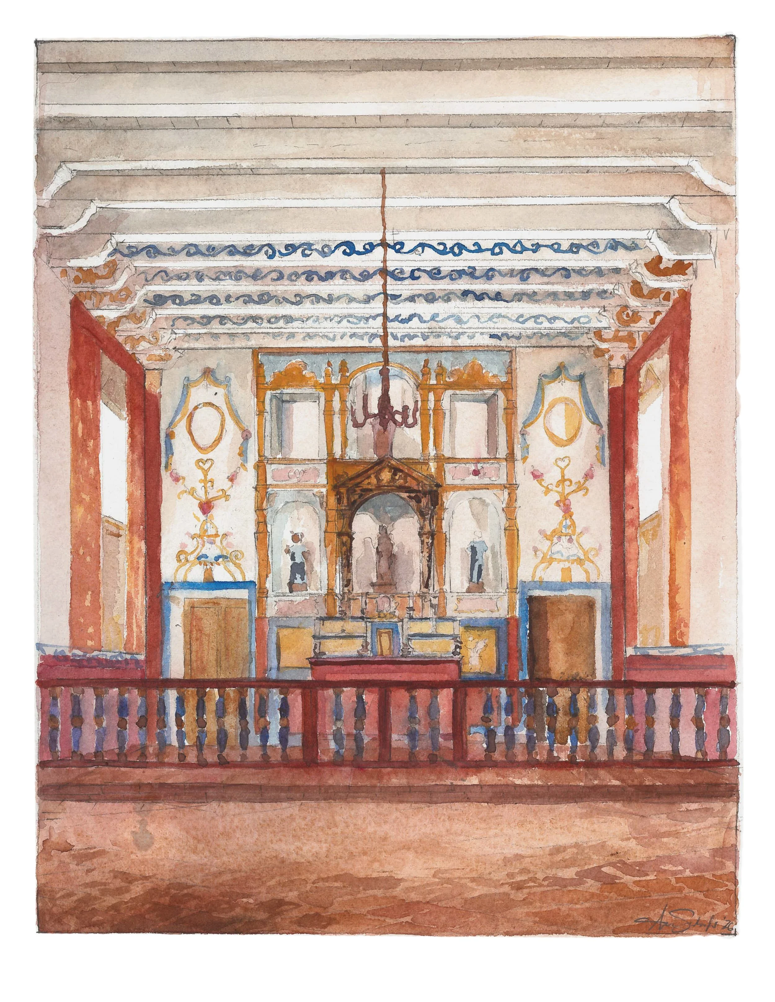 Watercolor Presidio Chapel