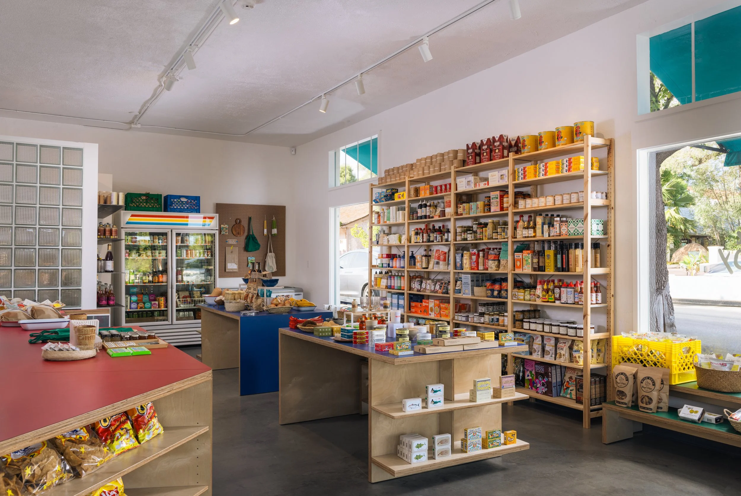 The interior of the Eddy - shelves of products.