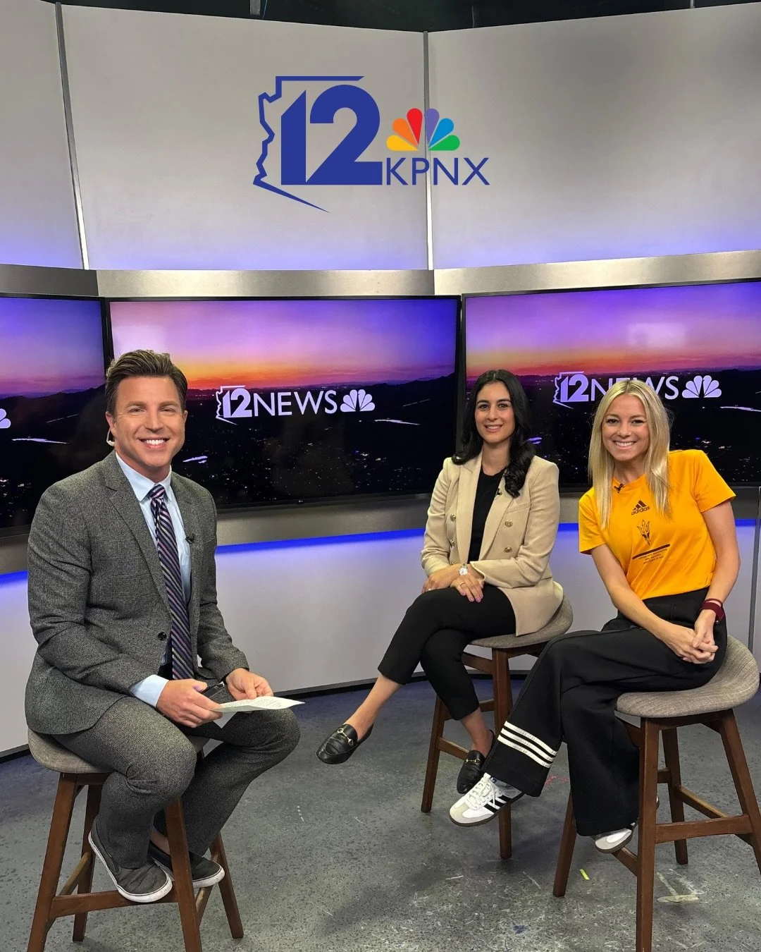 Yesterday, @coach_mollymiller and I had an action-packed morning with @12newsaz @arizonasfamily and @fox10phoenix talking about student-athlete mental health ahead of March Madness, as well as our upcoming group night with the Phoenix Suns on April 7