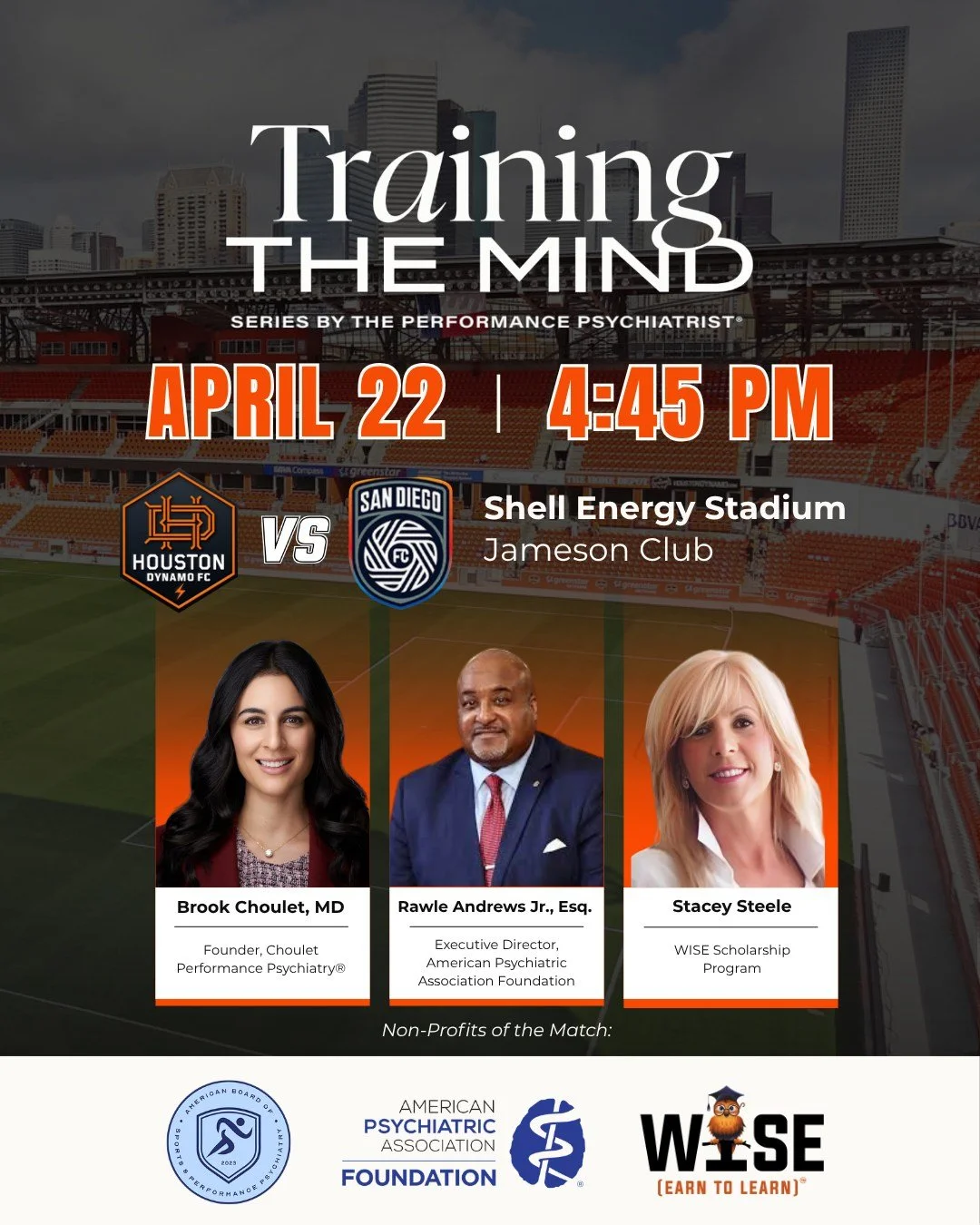 On April 22, the Training the Mind Series&trade; will activate at the Houston Dynamo FC match against San Diego FC, bringing a physician-led perspective on performance, pressure, and psychological well-being into the live sport environment.

The pre-