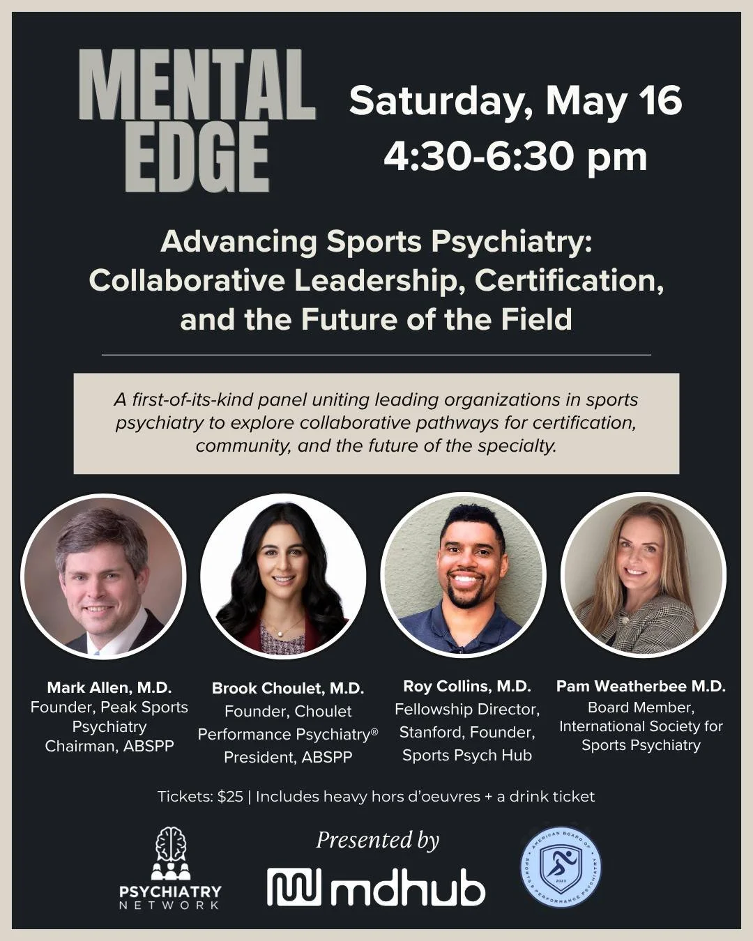 I&rsquo;m looking forward to hosting Mental Edge: AI, Sports, and the Future of Psychiatry during this year&rsquo;s APA Annual Meeting in San Francisco.

This event brings together leaders shaping where our field is headed&mdash;from artificial intel
