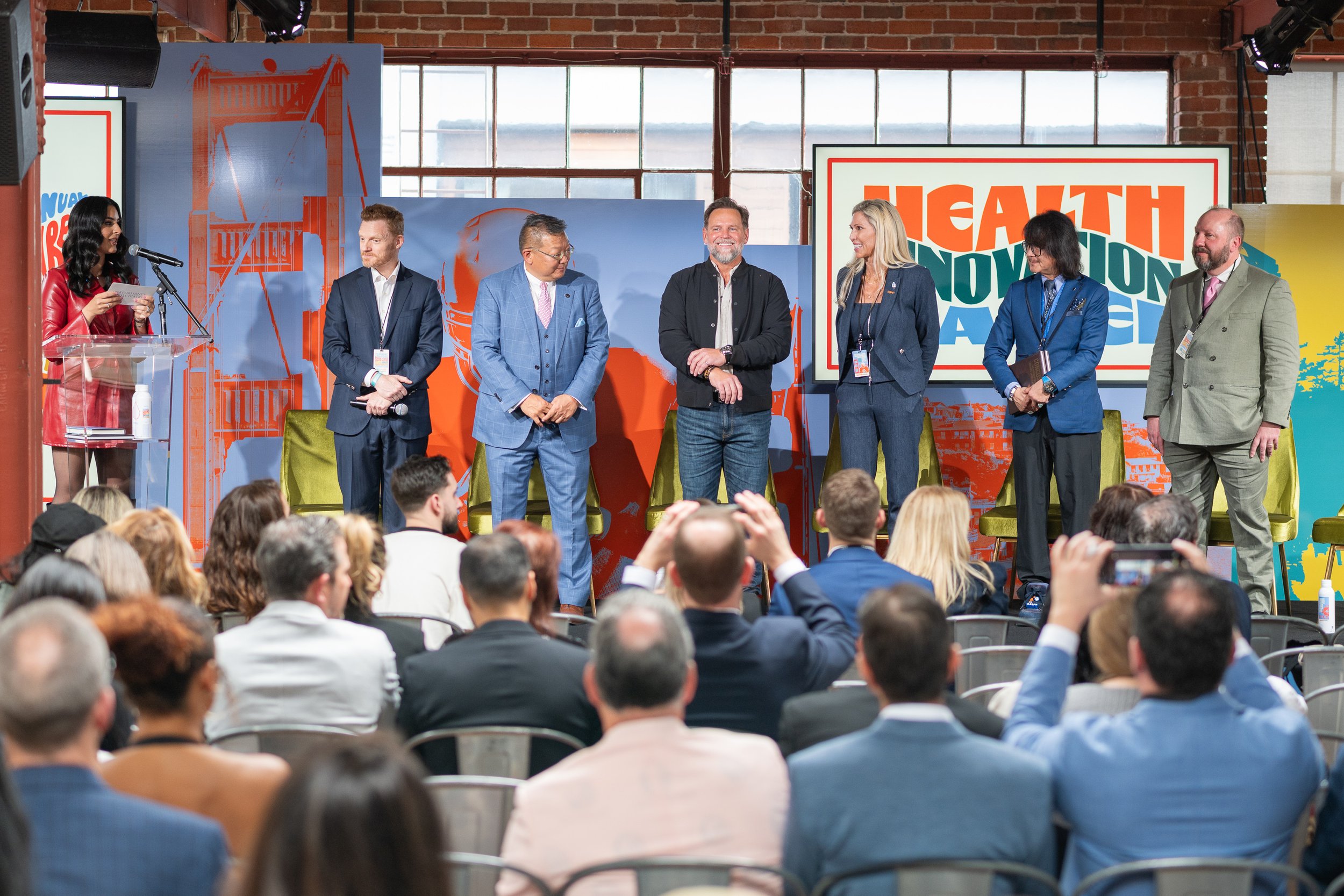 Dr. Brook Choulet speaking at the Leigh Steinberg Super Bowl Party in San Francisco, CA.