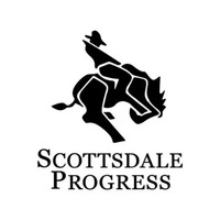 White outline icon of a newspaper with a pen attached, on a black background.