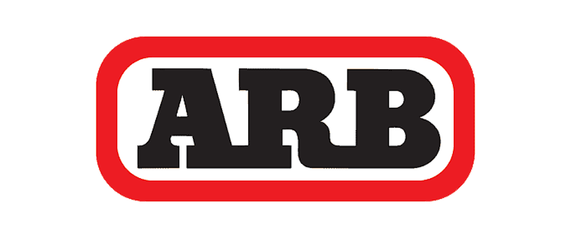 ARB logo with black letters inside a white rounded rectangle bordered in red.