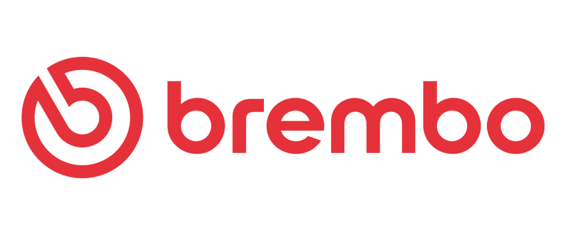 Brembo logo with a red circular emblem and the word 'brembo' written next to it.