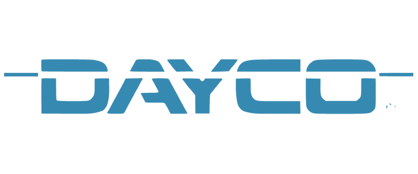 The logo of the car manufacturer Dayco, featuring bold, stylized blue letters on a transparent background.