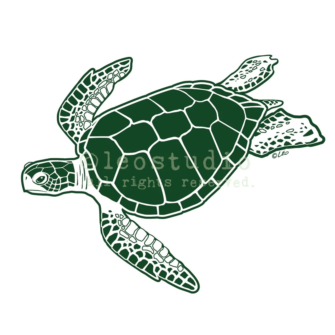 Green sea turtle art for tote bags