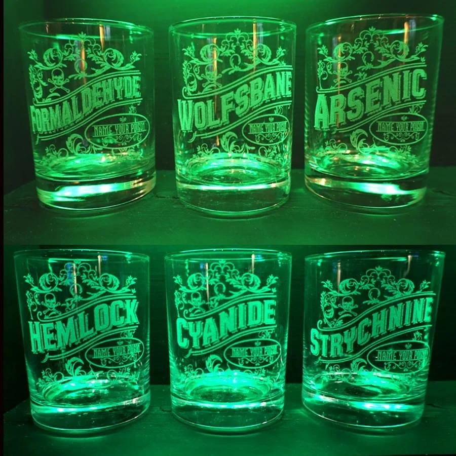 'Name Your Poison' glasses designs for local merchant