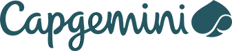 Capgemini logo with the company name in blue text and a stylized blue swirl icon