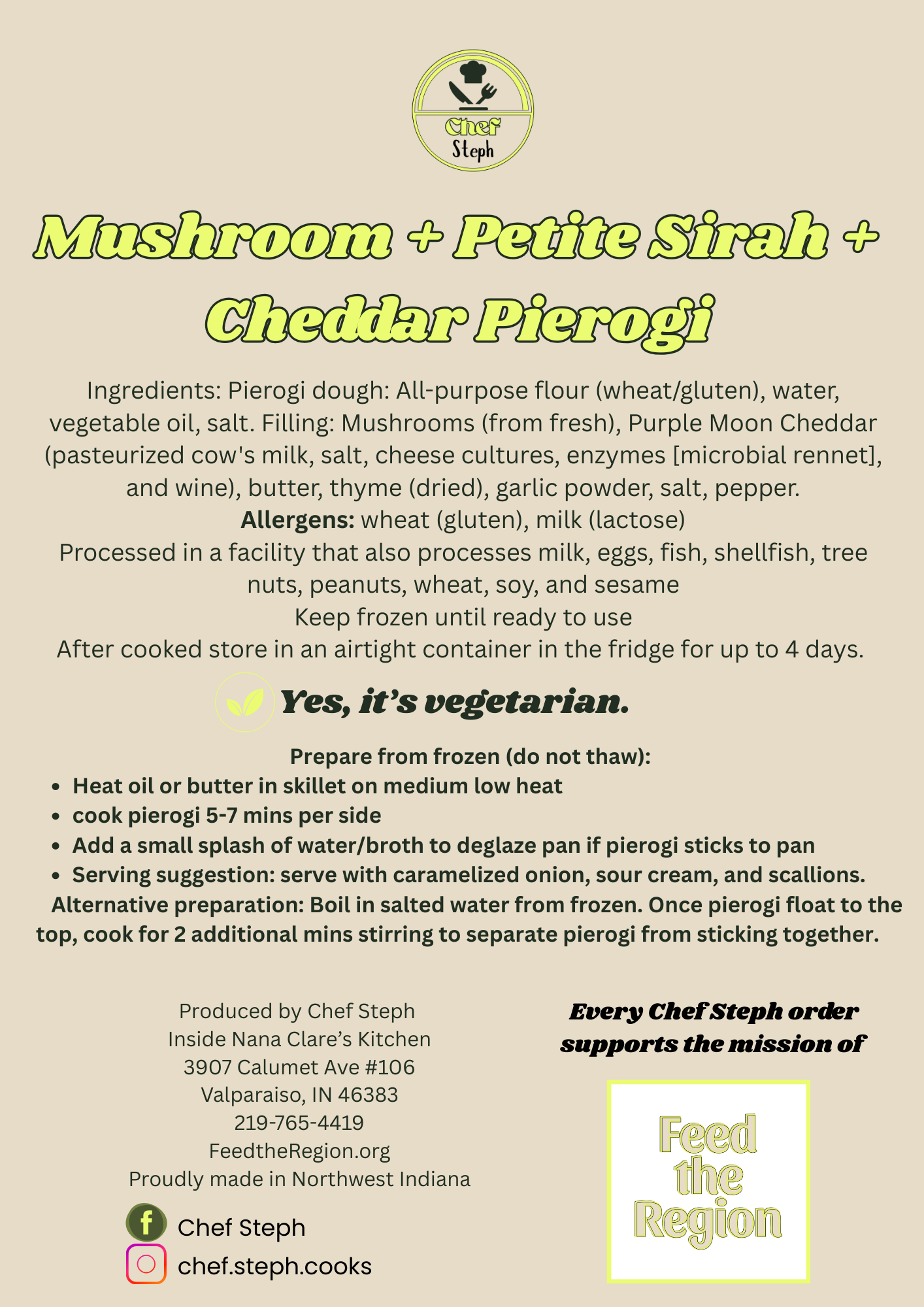 END OF STOCK Chef Steph's Handmade Pierogi - Mushroom + Petite Sirah + Cheddar