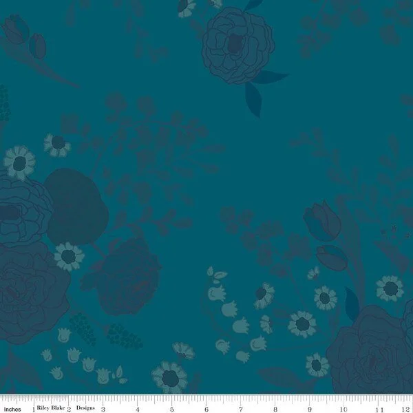 Wide Back First Blooms Tonal Floral Denim 3-Yard Package