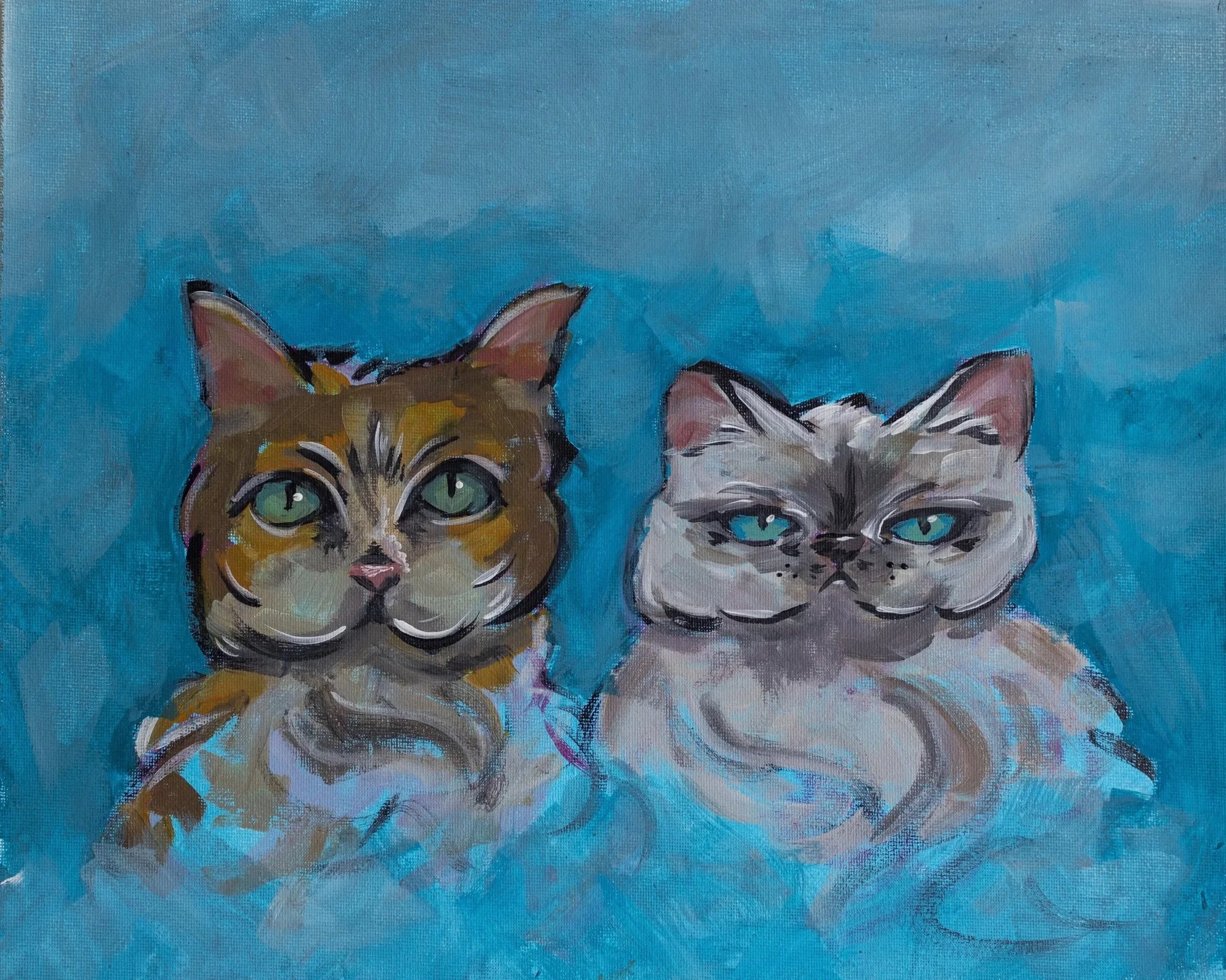 Linda and Belle, 9x12 oil on paper