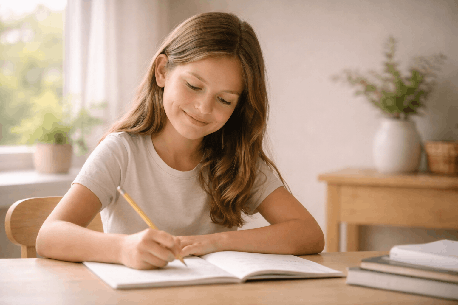 Ein Mädchen macht ihre Hausaufgaben