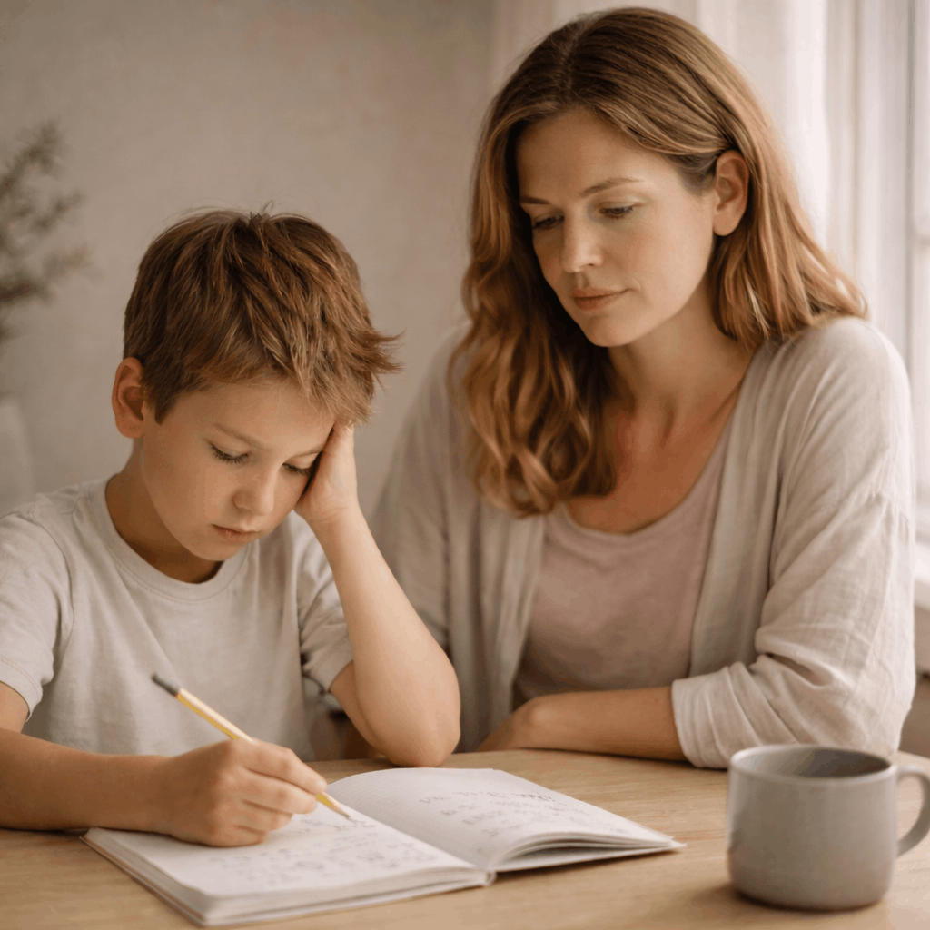 Mutter und Sohn frustriert