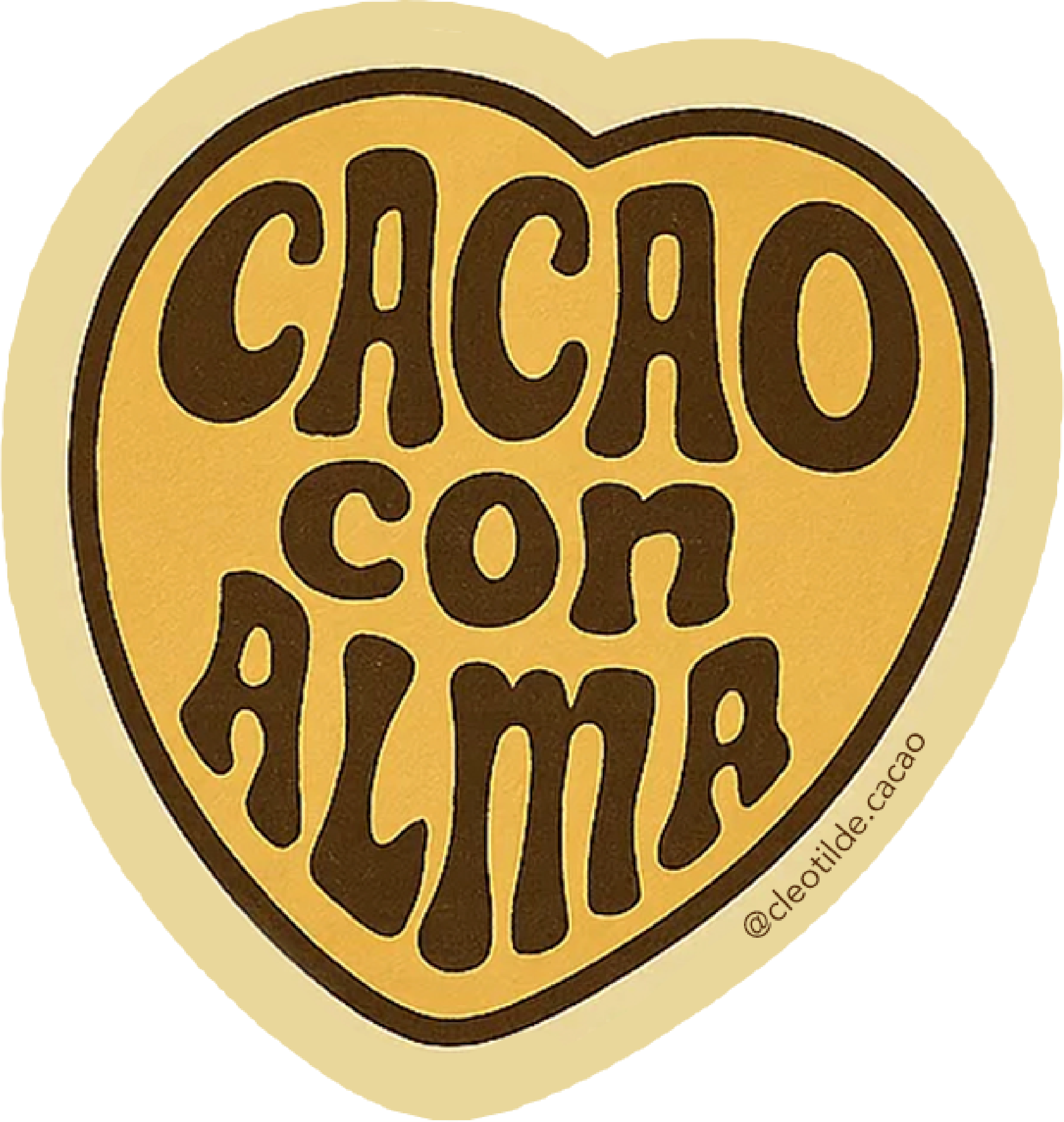 A heart-shaped cookie with the words 'Choco Con Alpha' written inside in brown, surrounded by a light beige background.