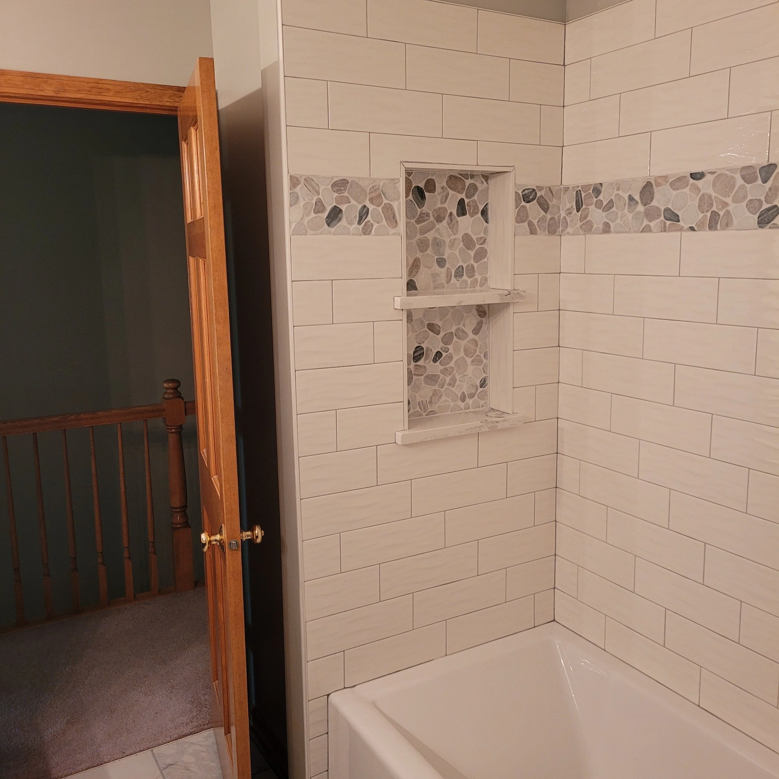 bathroom remodel in progress, long beautiful new vanity