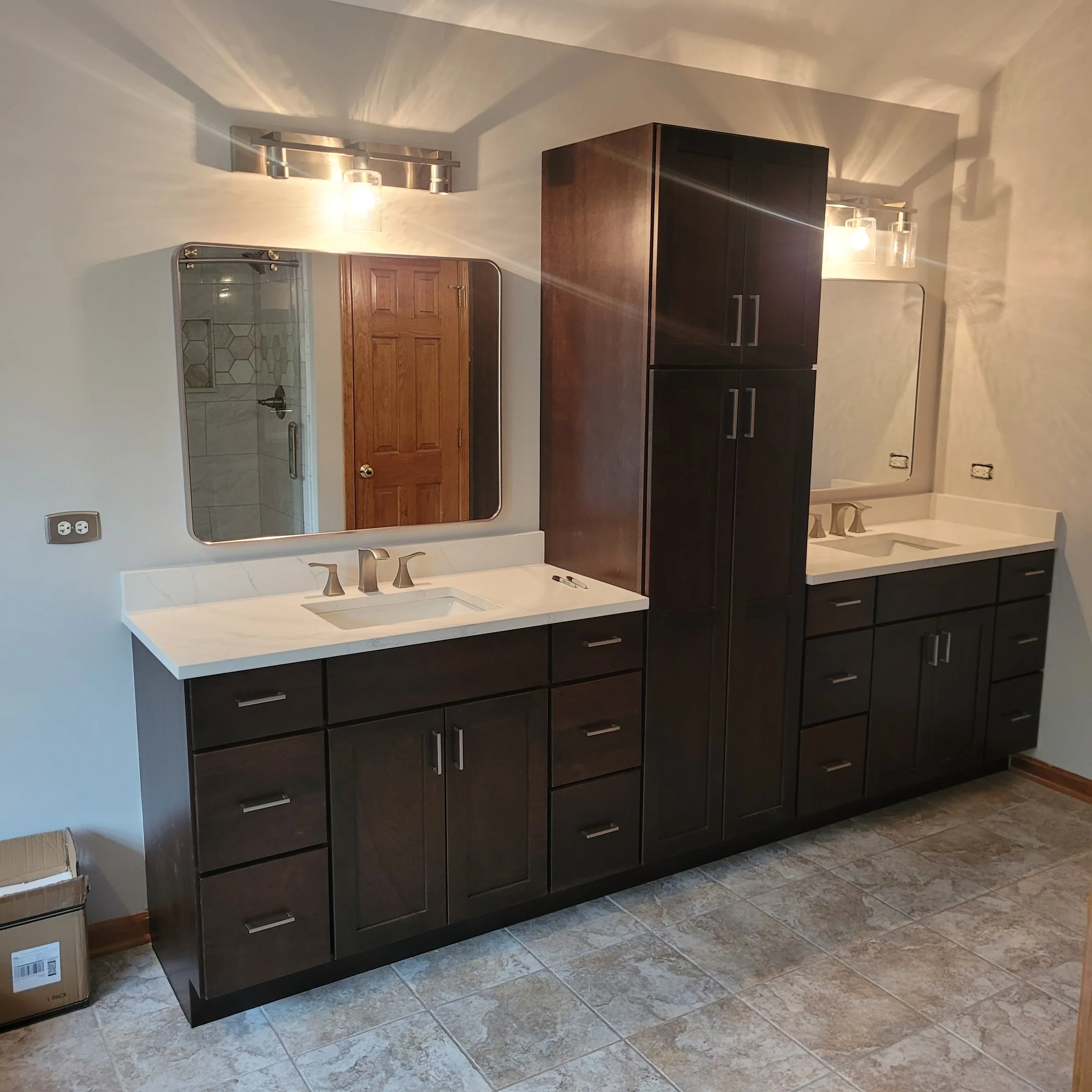 bathroom remodel with huge custom vanity