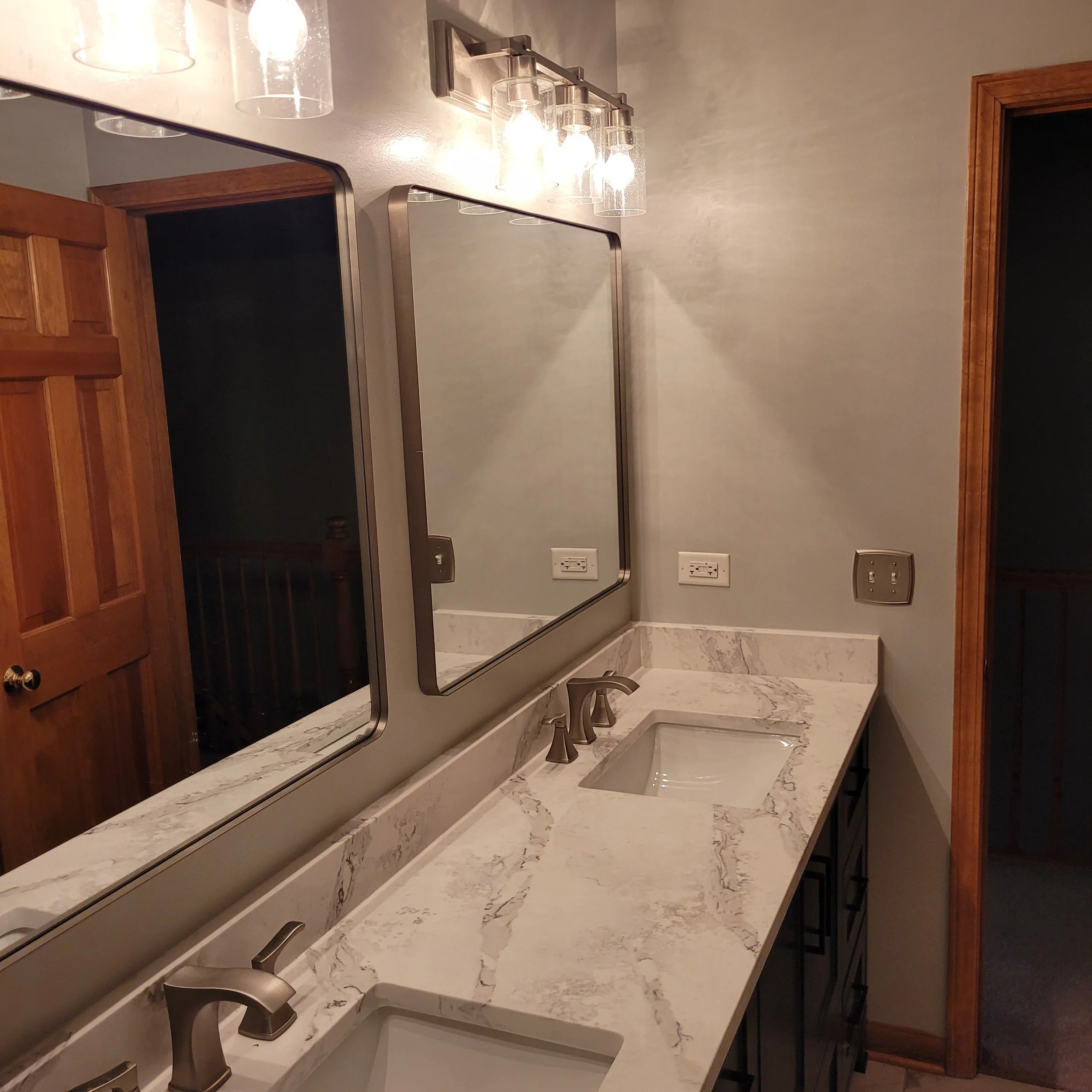 bathroom remodel in progress, long beautiful new vanity