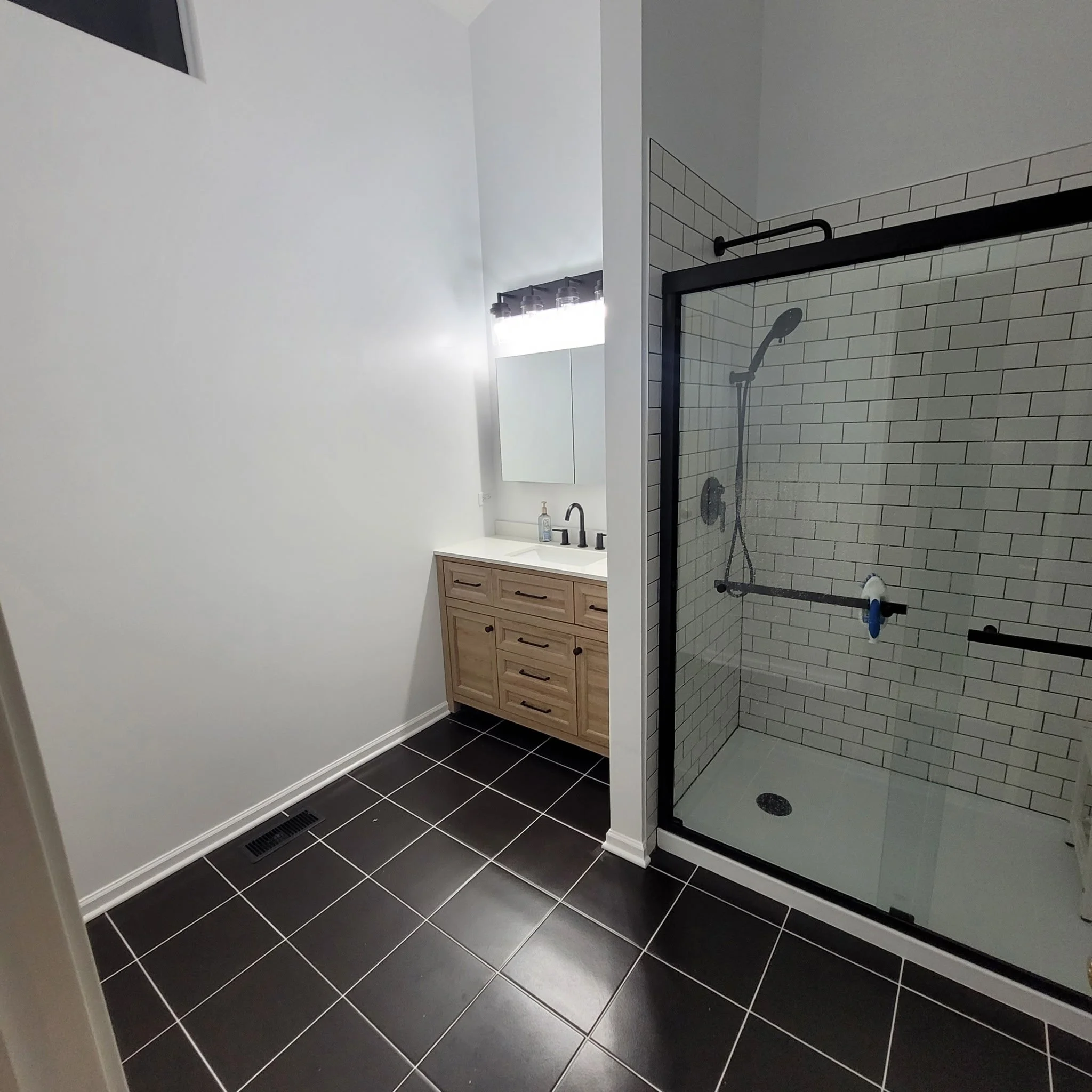 finished bathroom remodel - expert work, new sink, flooring, tile, shower