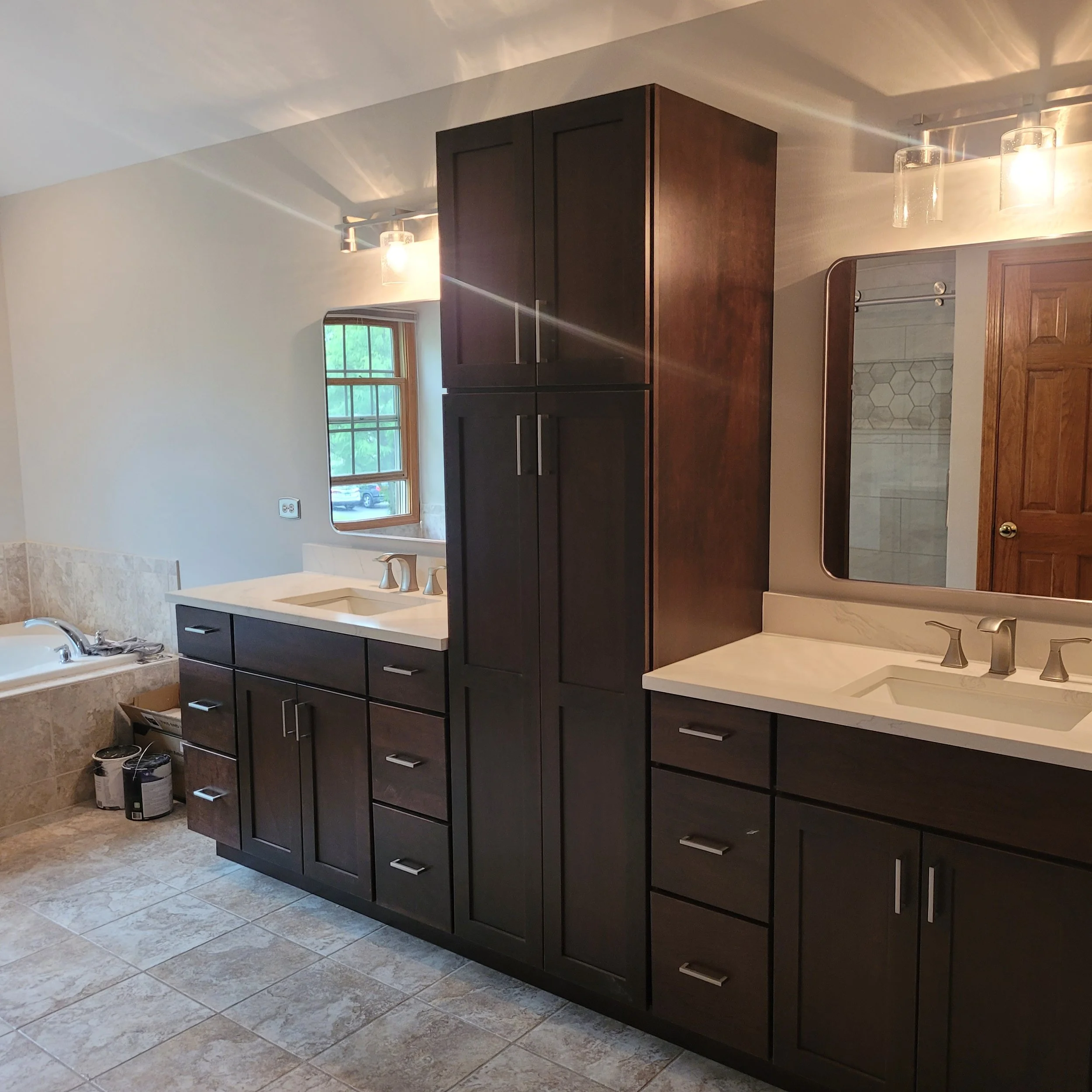 bathroom remodel with huge custom vanity