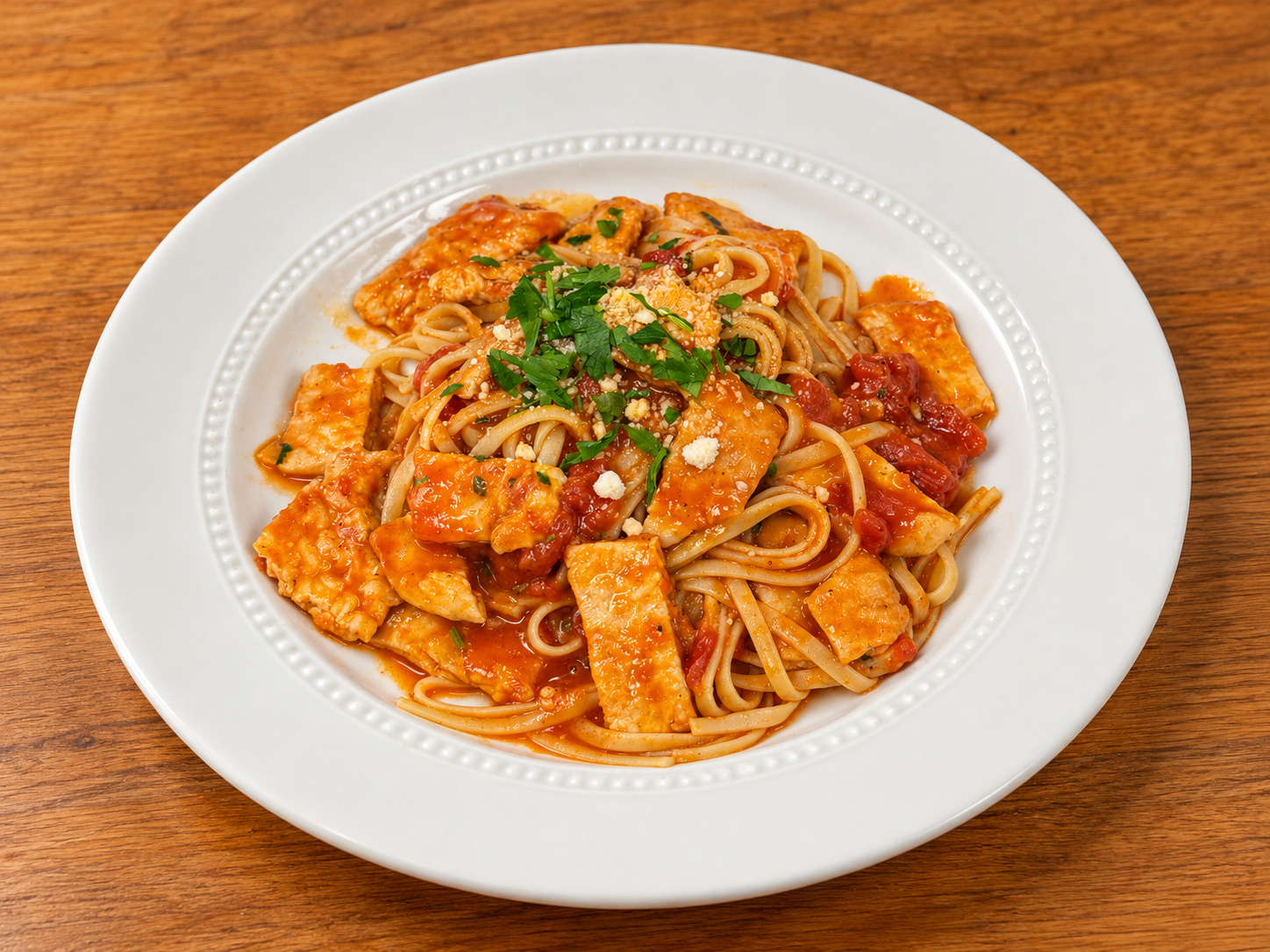 Golden tomato pasta on honey wood.png