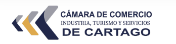 Logotipo de la Cámara de Comercio de Cartagena, que incluye flechas negras, doradas y grises, y el texto en español.