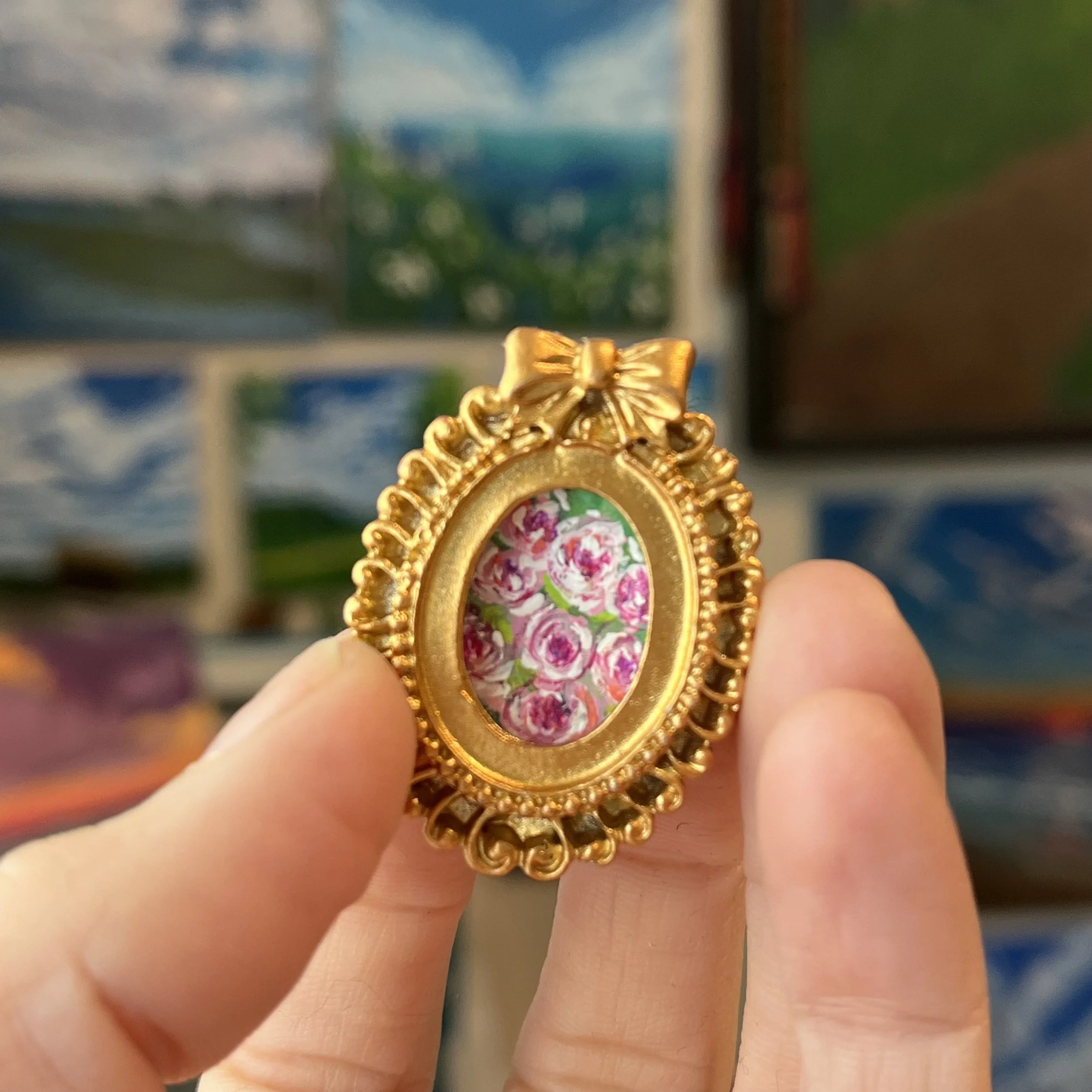 Pink Roses Mini Framed Art Piece