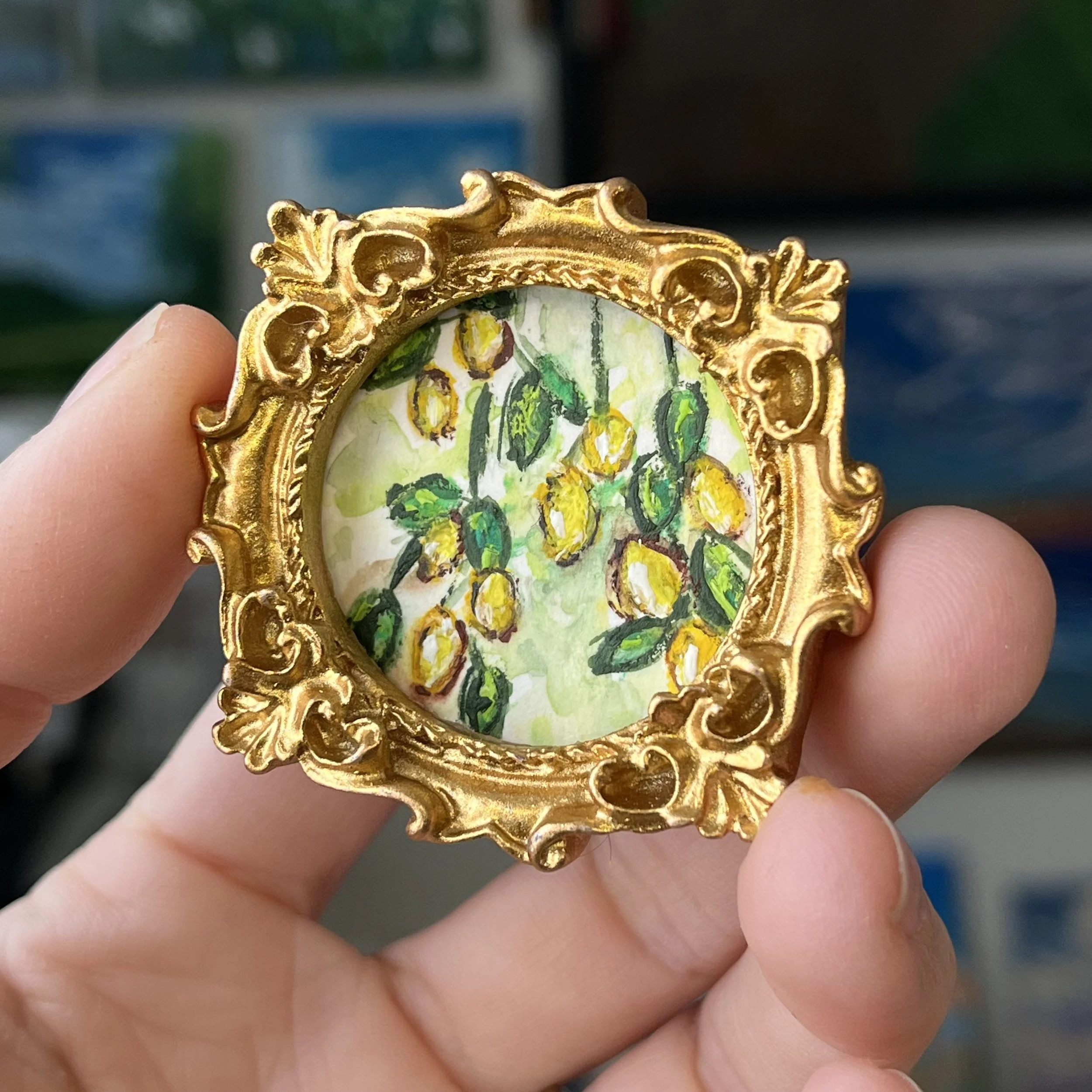 Lemon Branches Mini Framed Art Magnet